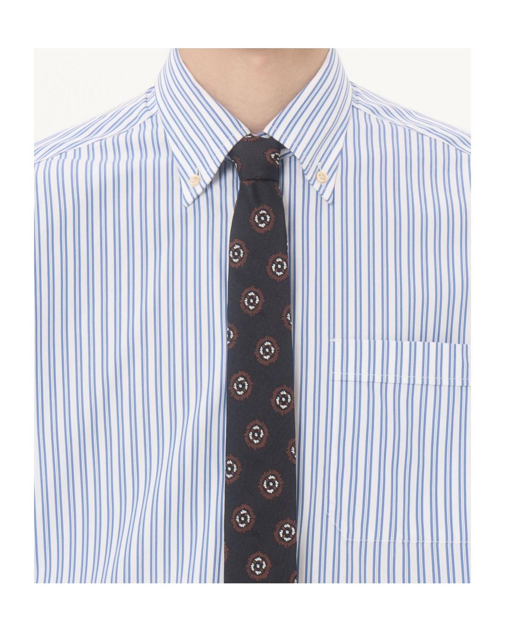 Valentino Blue Vgold Striped Poplin Shirt for men