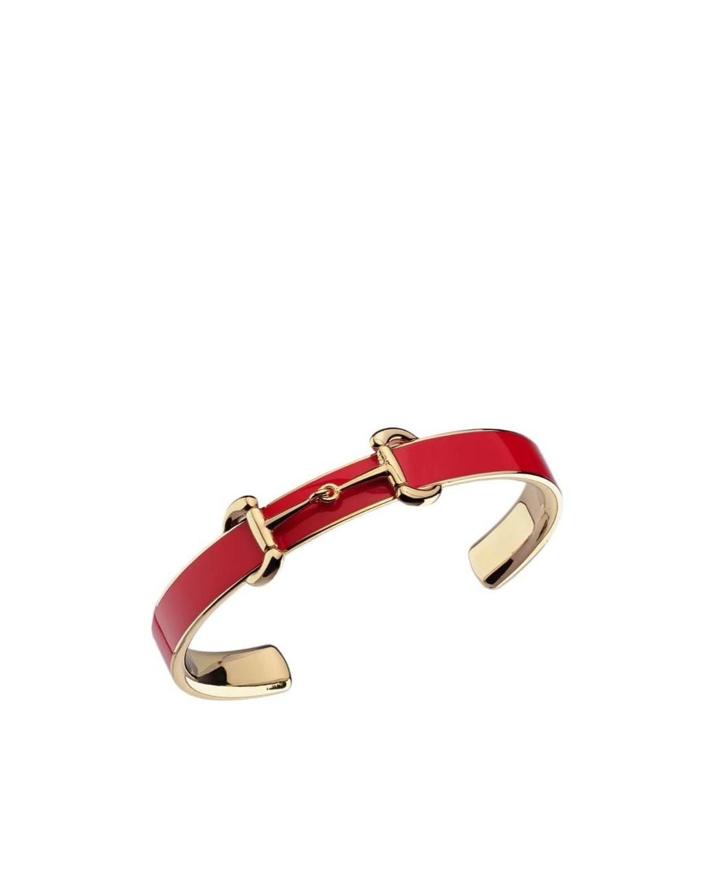 Gucci White Horsebit Bangle Bracelet With Enamel