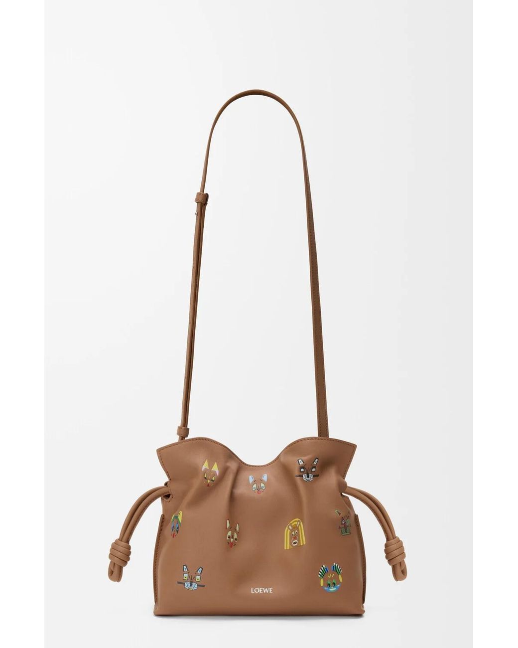 Loewe Brown Flamenco 3D-Effect Cat Printed Mini Clutch Bag
