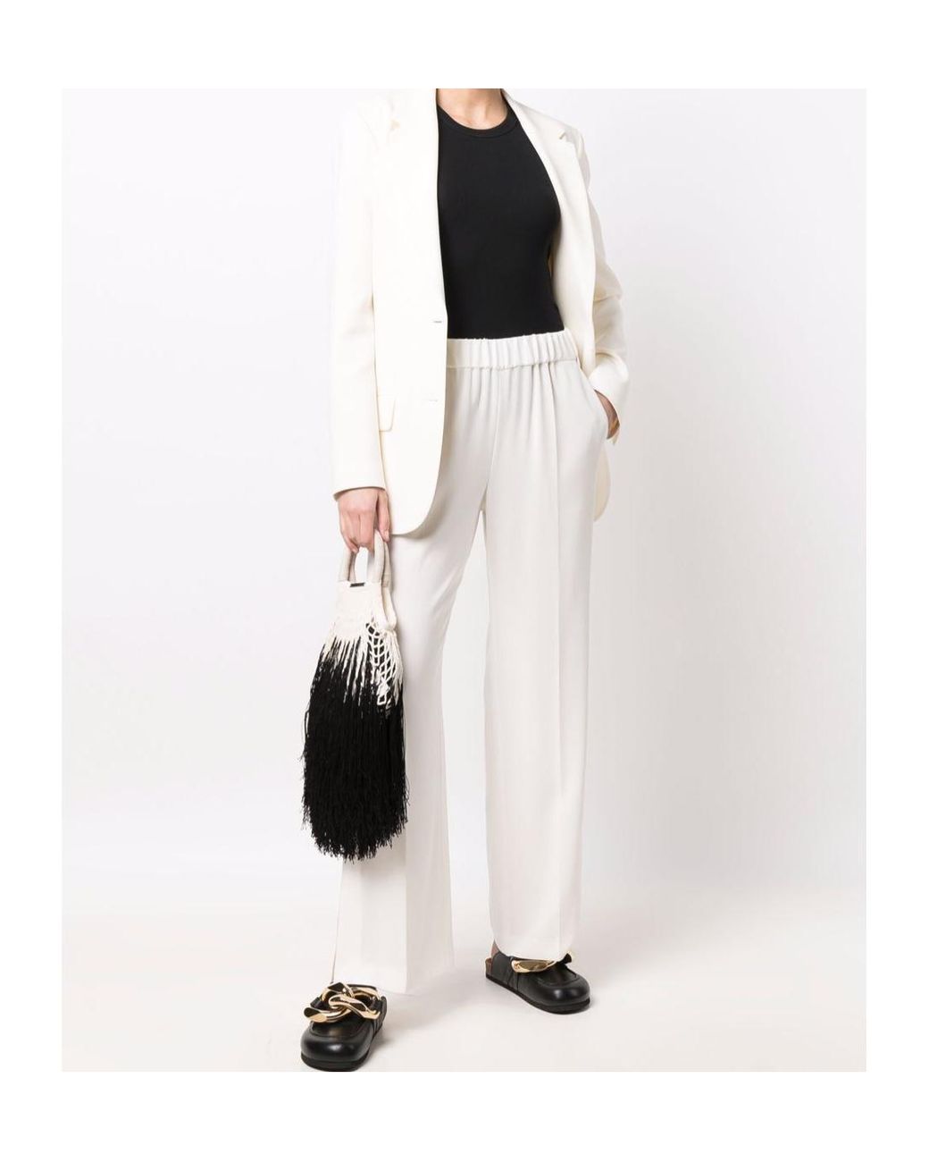 Alberto Biani White High-Waist Wide-Leg Trousers