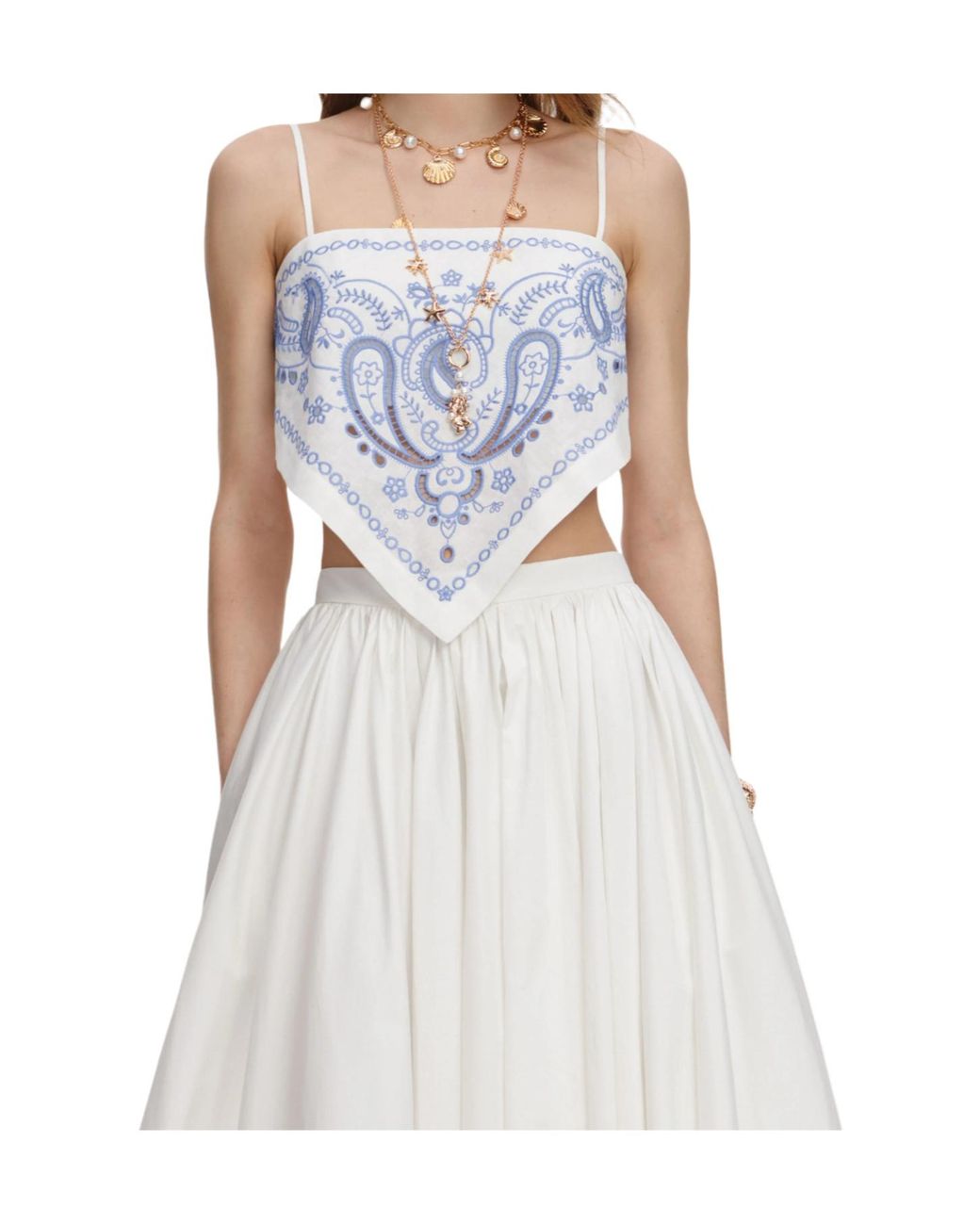 Self-Portrait Blue Embroidered Top