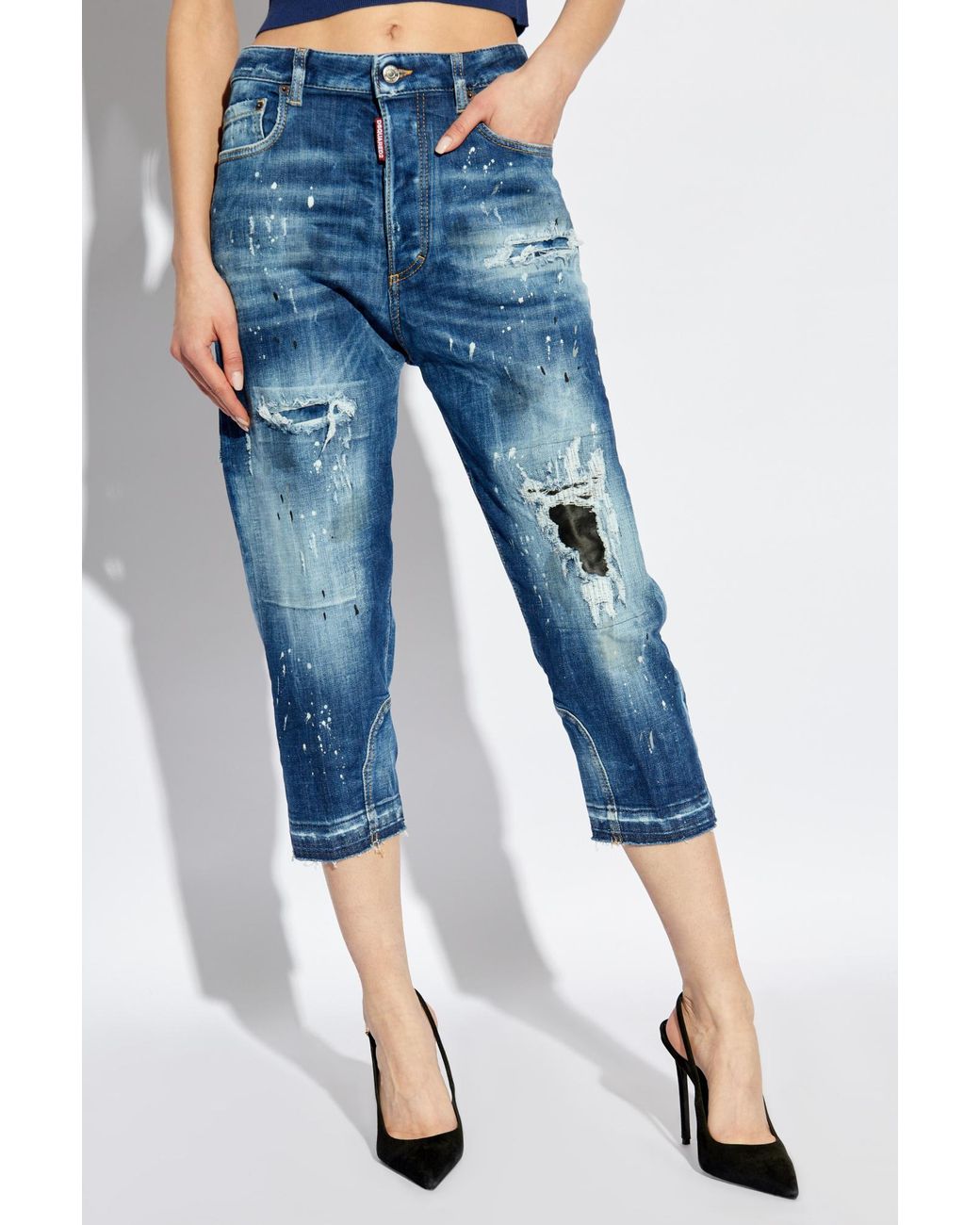 DSquared² Blue Distressed Cropped Jeans