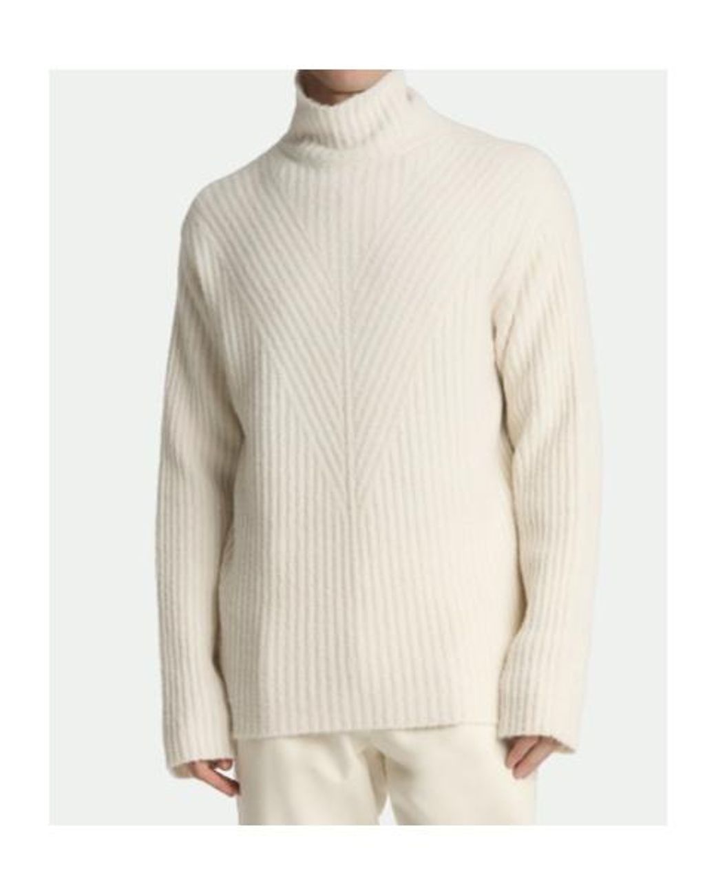Malo White Ribbed-Knit Cashmere Sweater for men