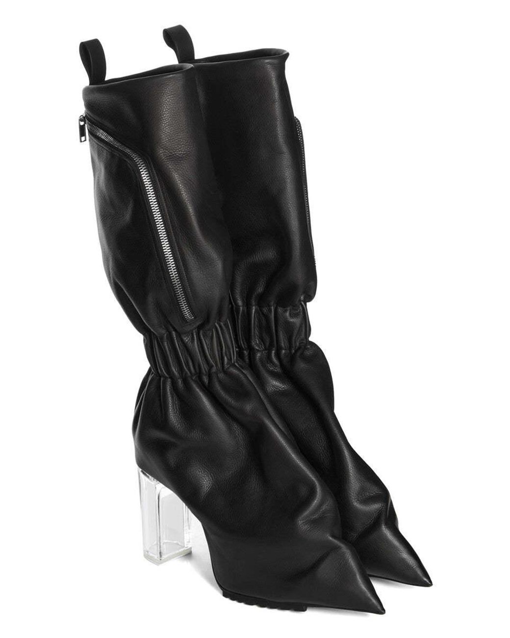 Rick Owens Black Heeled Platform Boots