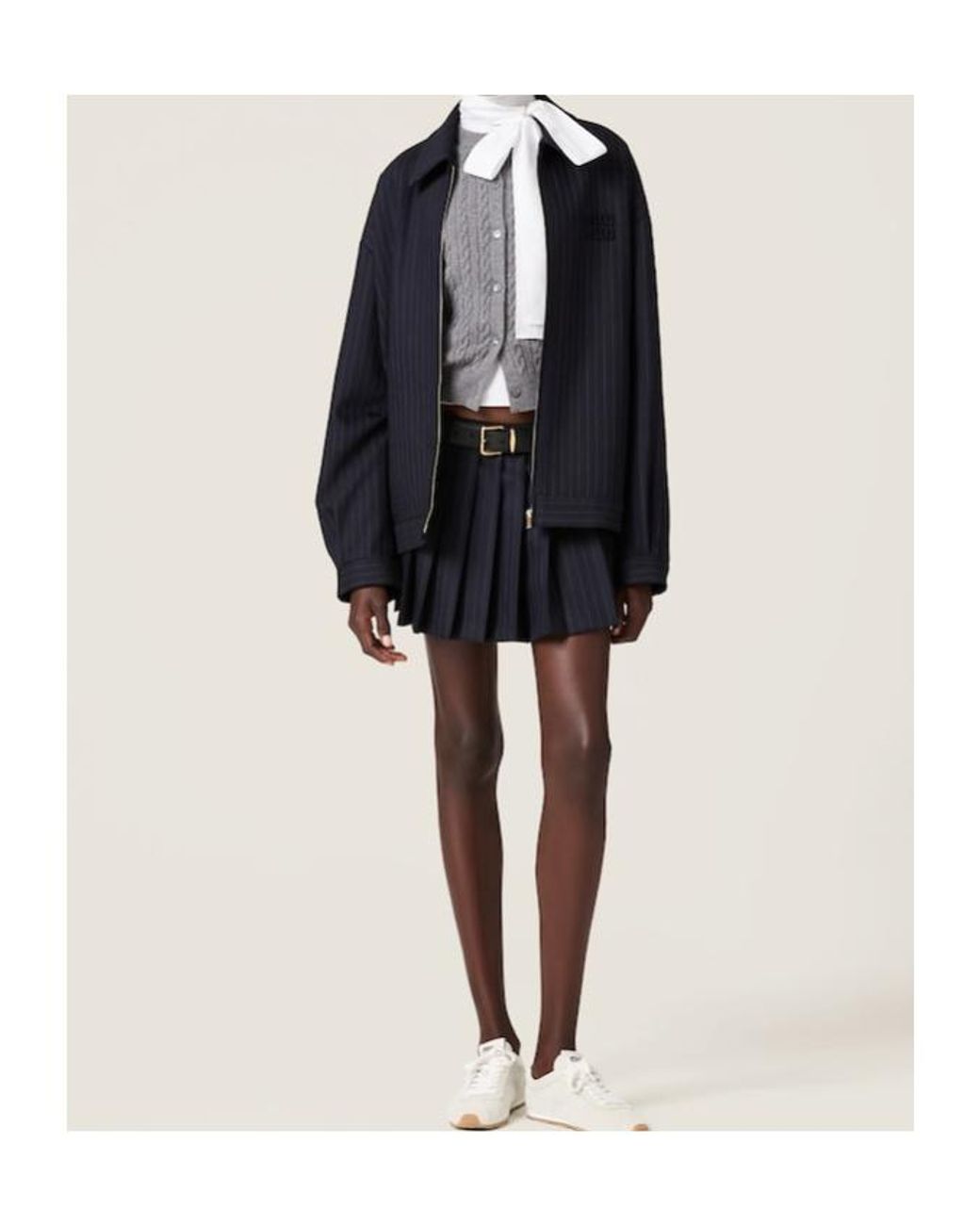 Miu Miu Black Logo-Appliqué Pleated Mini Skirt