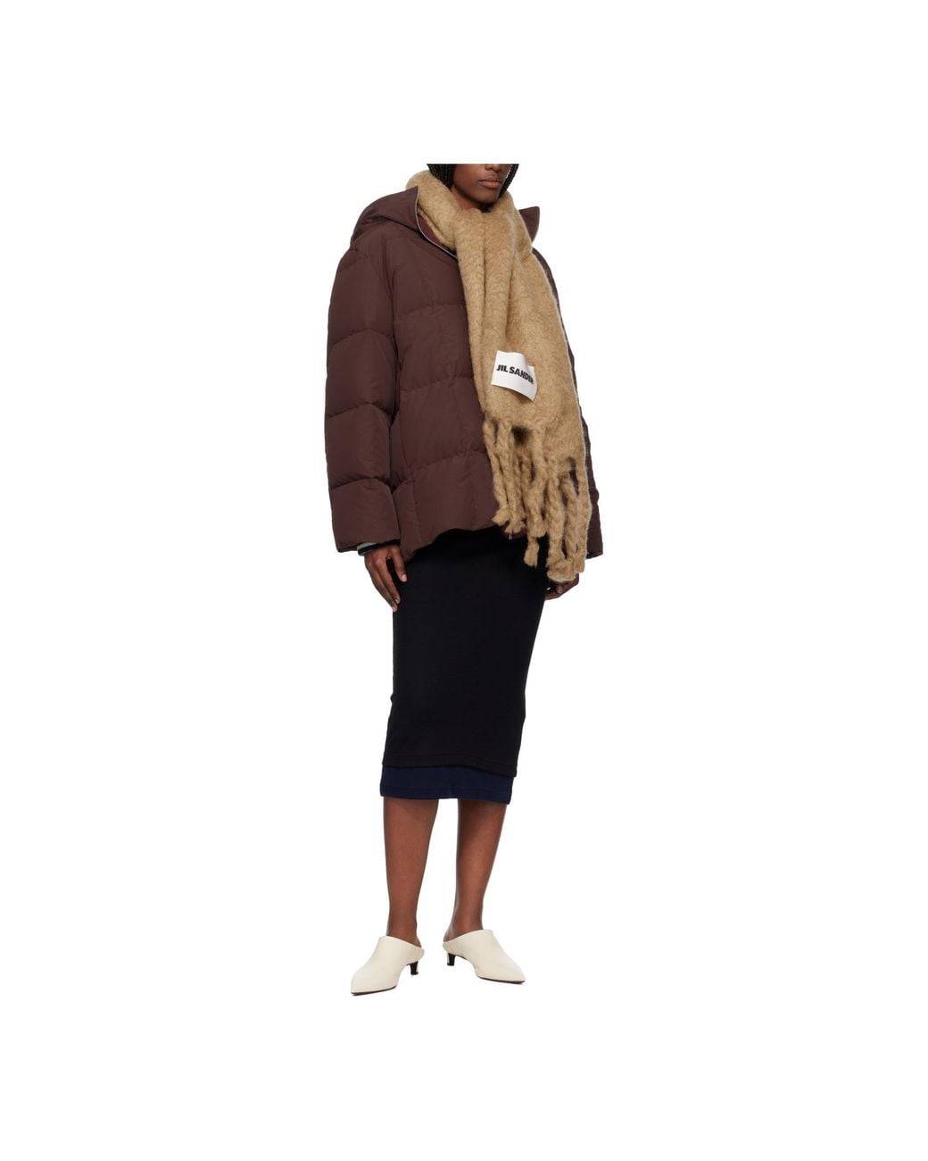 Jil Sander Natural Fringed-Edges Scarf
