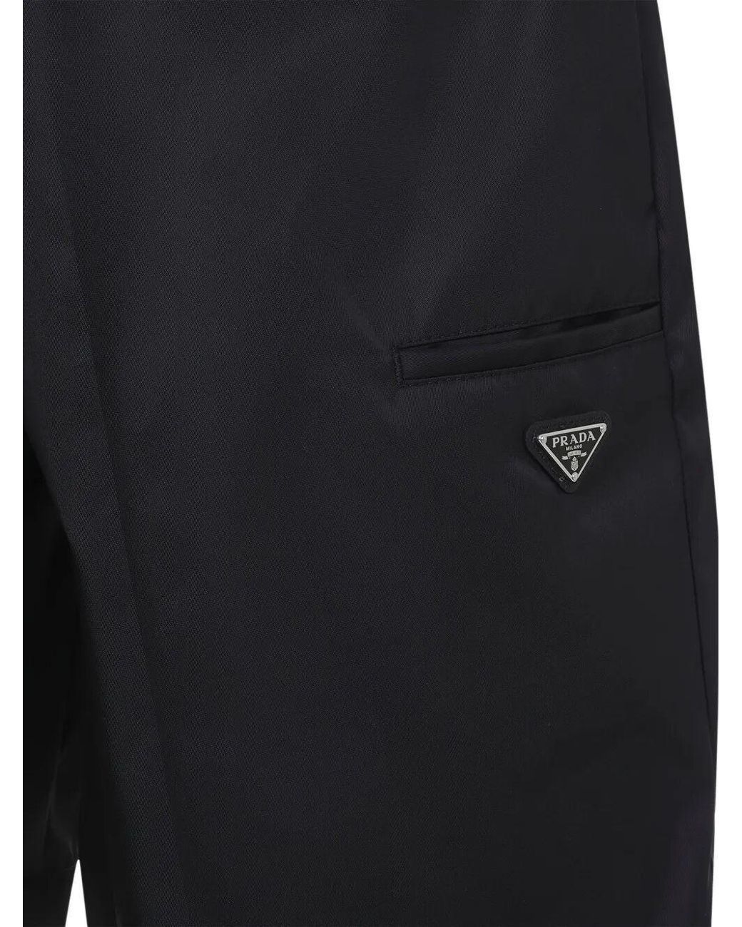 Prada Black Logo Plaque Bermuda Shorts for men