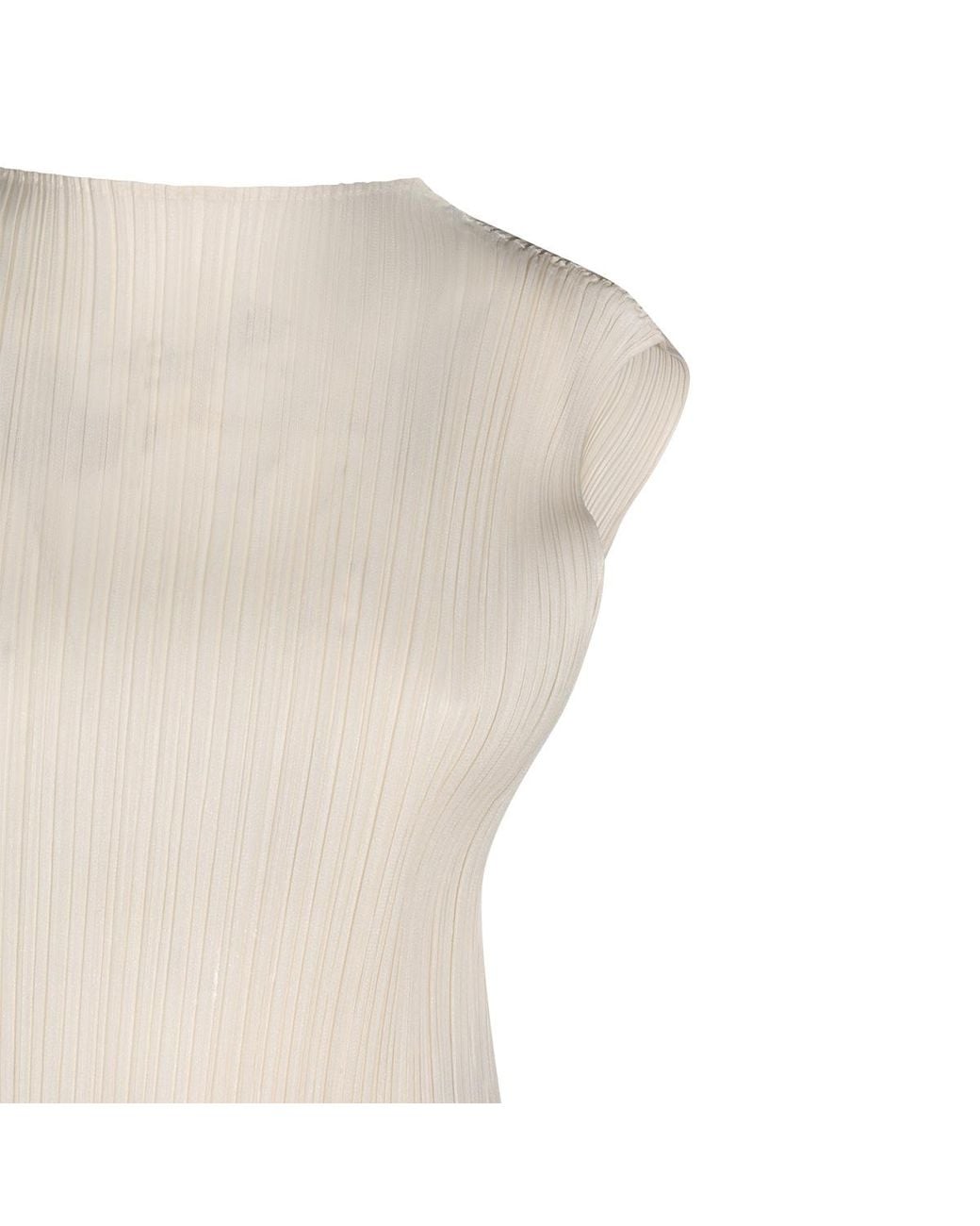Pleats Please Issey Miyake White Pleats Please Issey Miyake Monthly Colours August Slim Fit Top