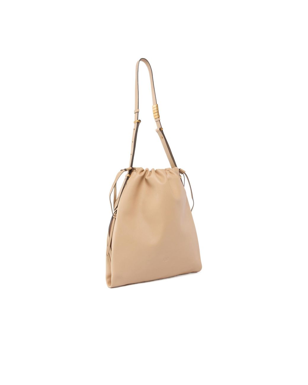 Pinko Natural Drawstring Logo Plaque Shoulder Bag