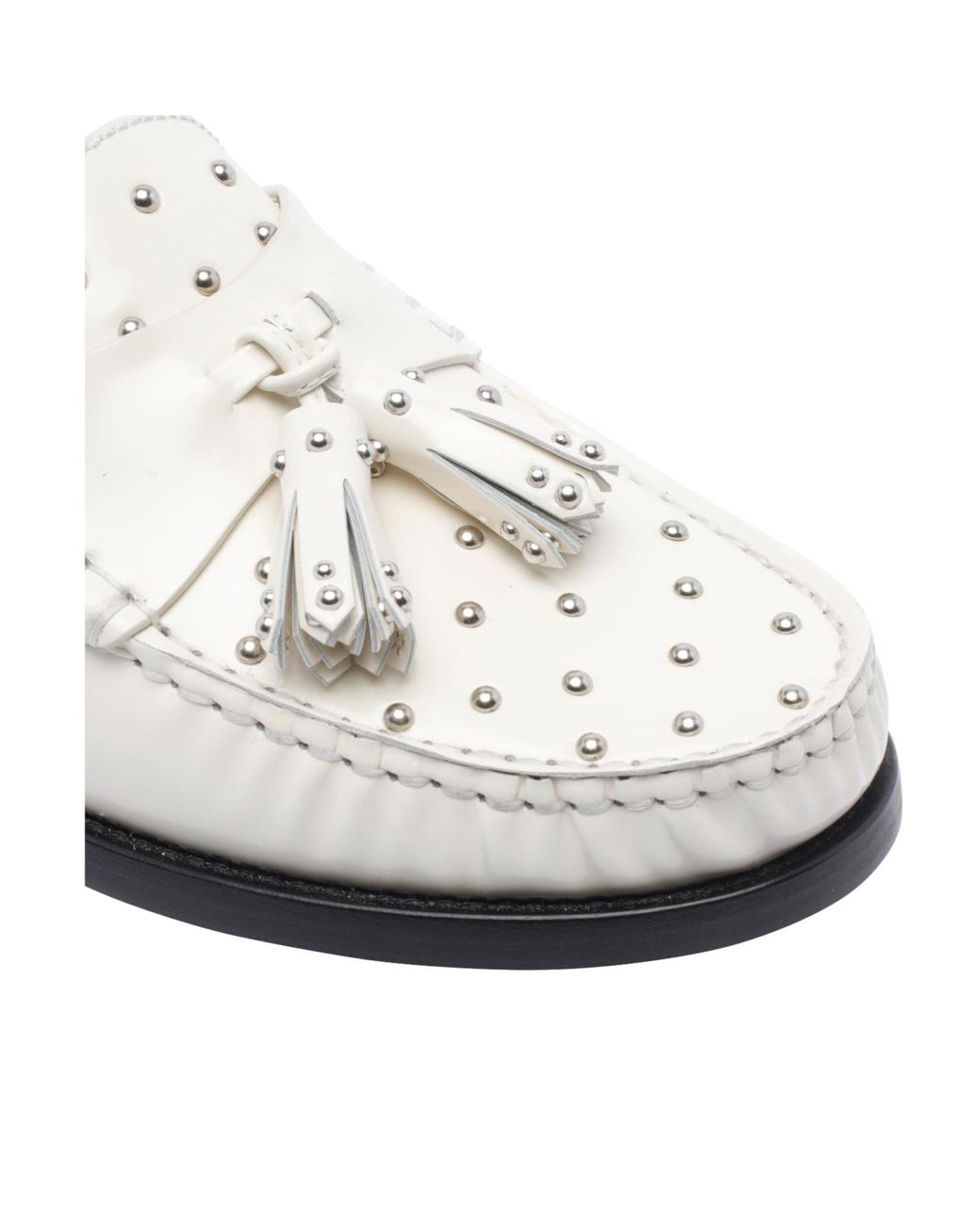 Stuart Weitzman White Tassel Loafers