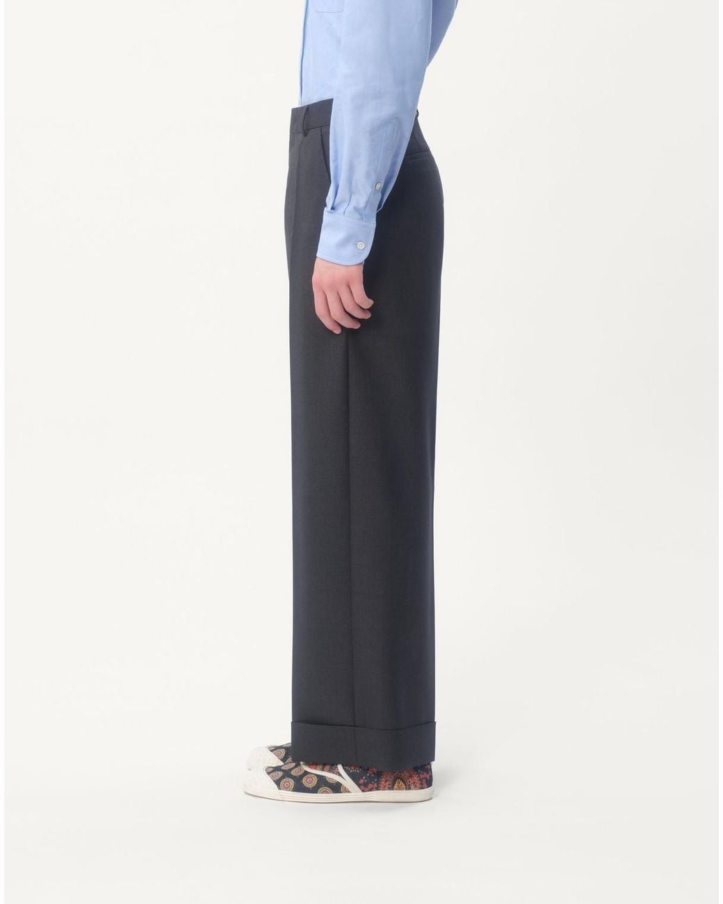 Valentino Gray Gabardine Pleated Trousers for men