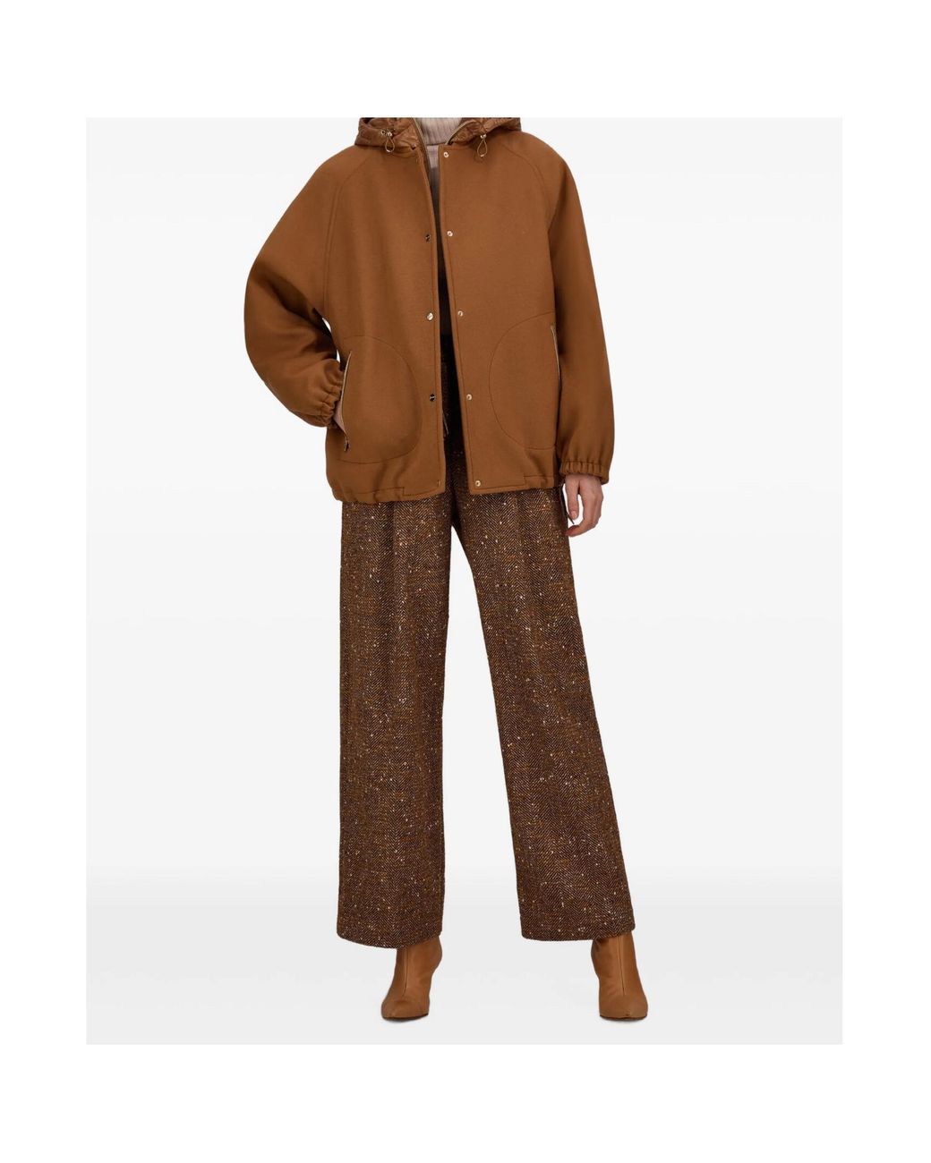 Herno Brown Hooded Short Coat
