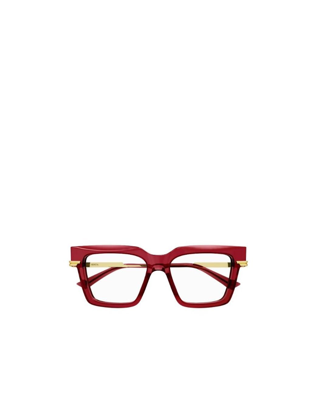Bottega Veneta Red Eyewear Square Frame Glasses