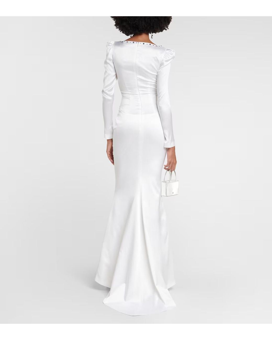 Alessandra Rich White Square Neck Silk Blend Dress