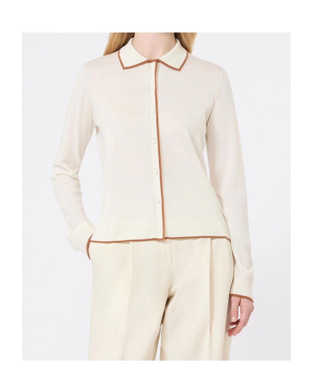 Max Mara White Studio Targa Button-Up Cardigan
