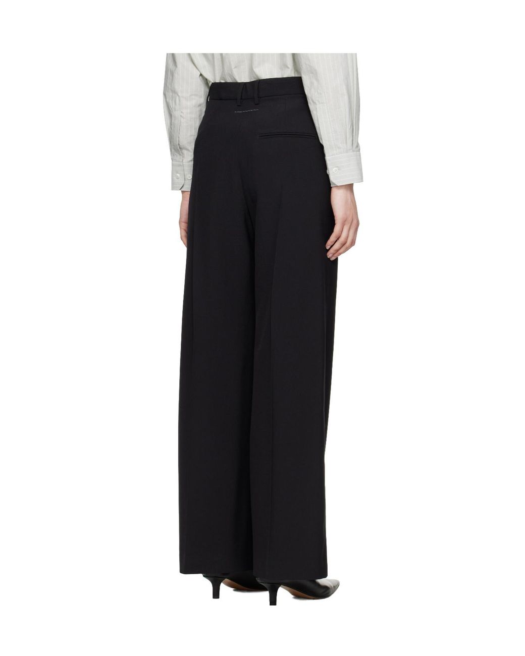 MM6 by Maison Margiela Black Off-Centre Wide-Leg Trousers