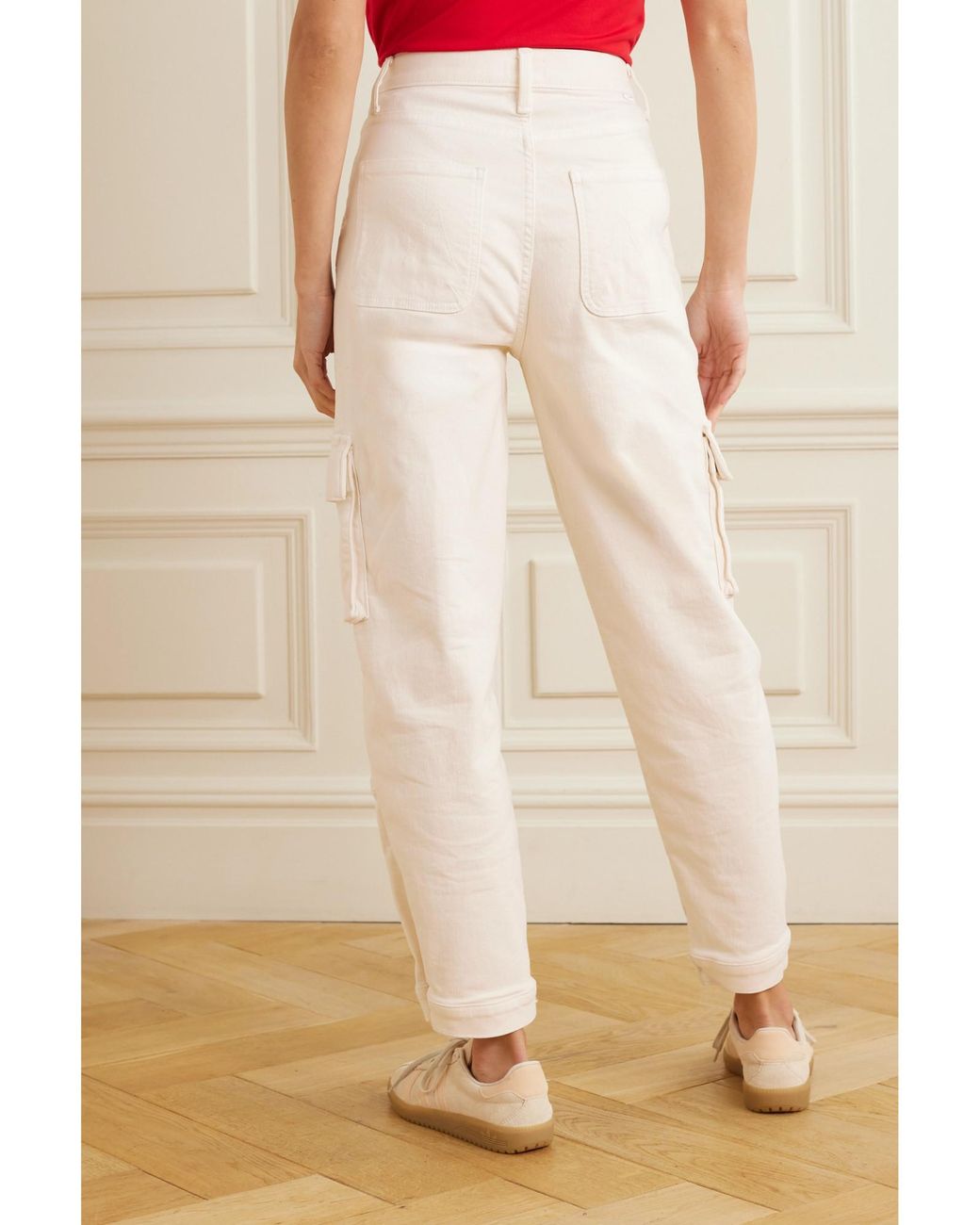 Mother White The Curbside Cargo Flood High-Rise Tapered Jeans