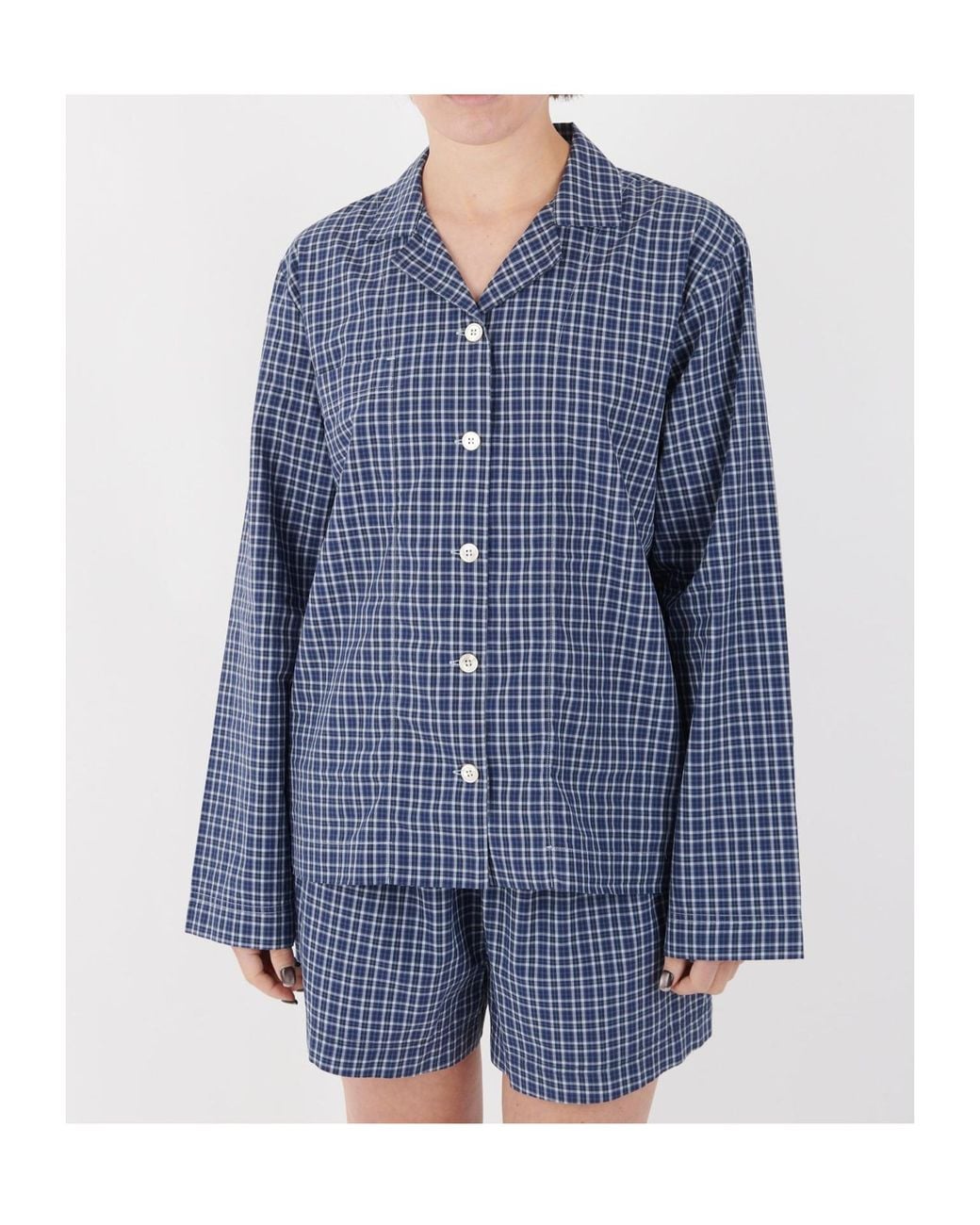 Tekla Blue Plaid Pajama Pants