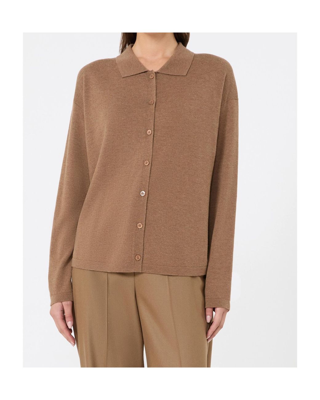 Max Mara Brown Collared Button-Up Cardigan