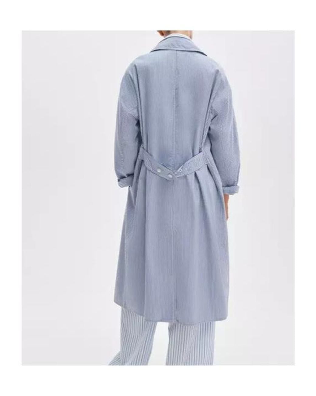 Rag & Bone Blue Striped Button-Front Coat