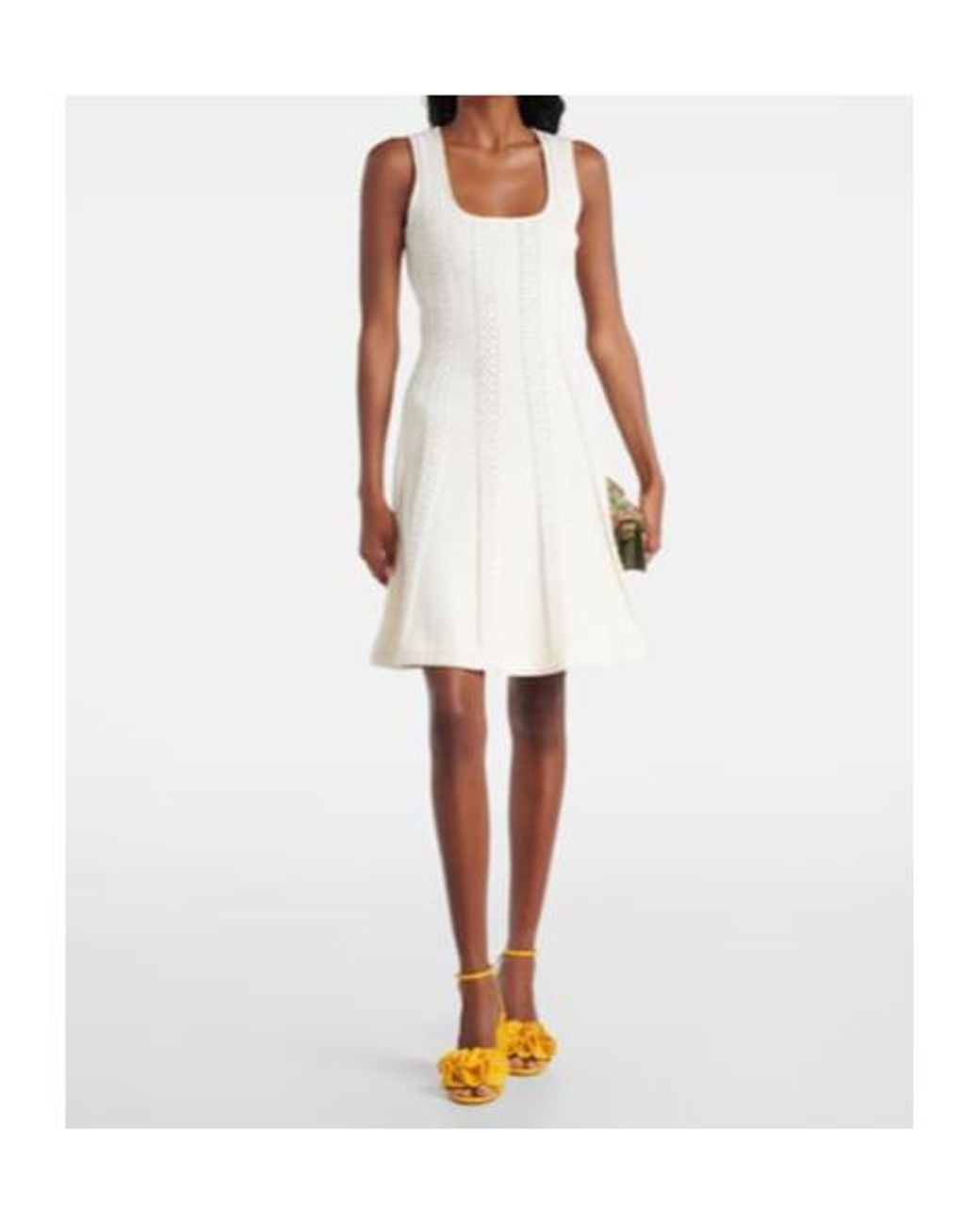 Oscar de la Renta White Open-Knit Minidress