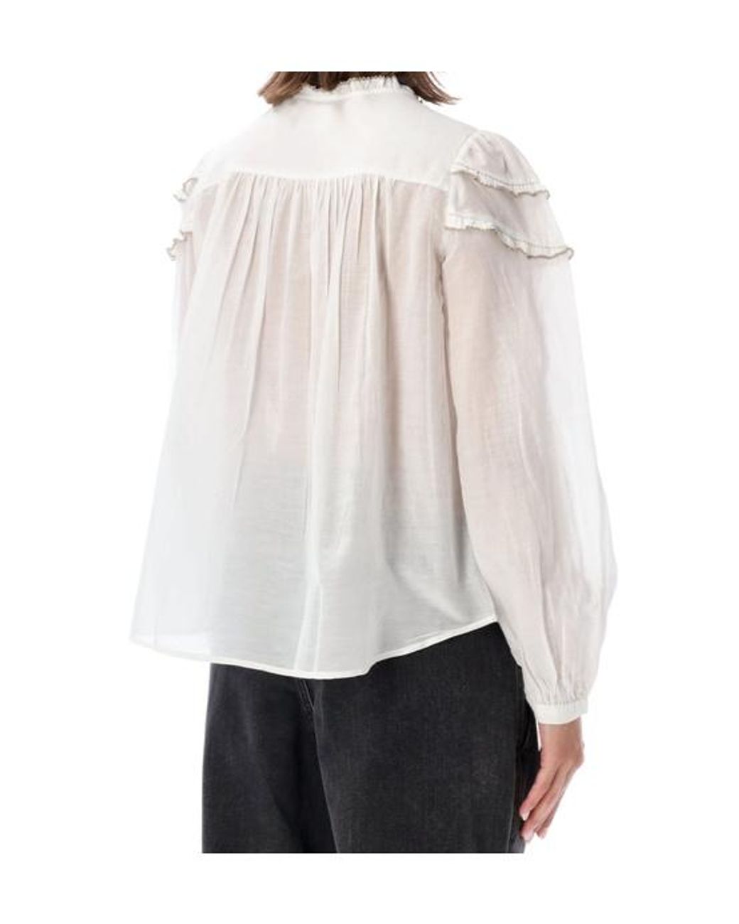 Isabel Marant White Étoile Christa Ruffled Blouse
