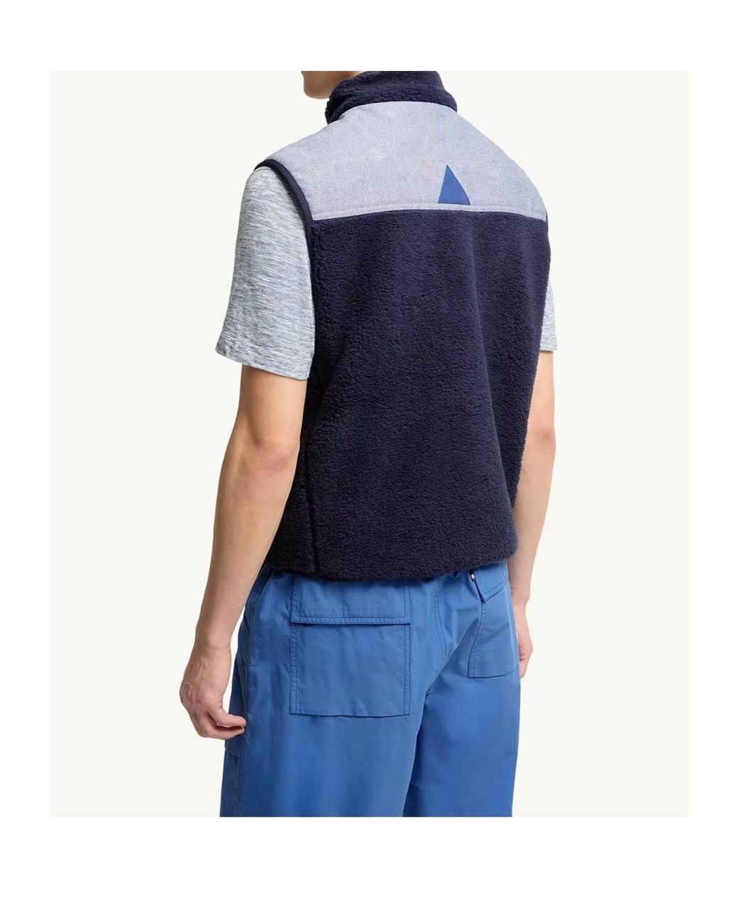 Moncler Blue Grenoble Logo-Patch Button-Up Gilet for men