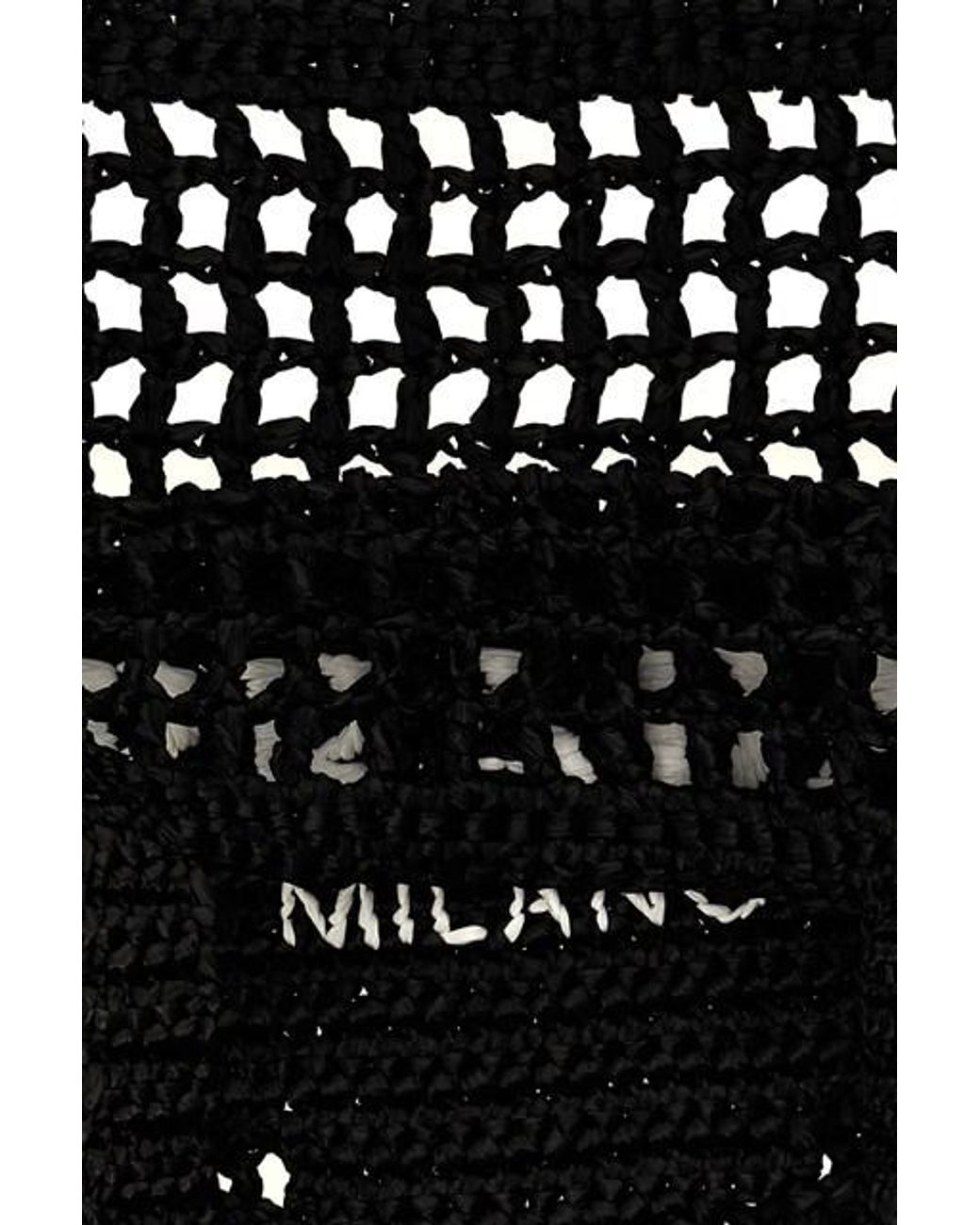 Prada Black Logo Printed Woven Tote Bag