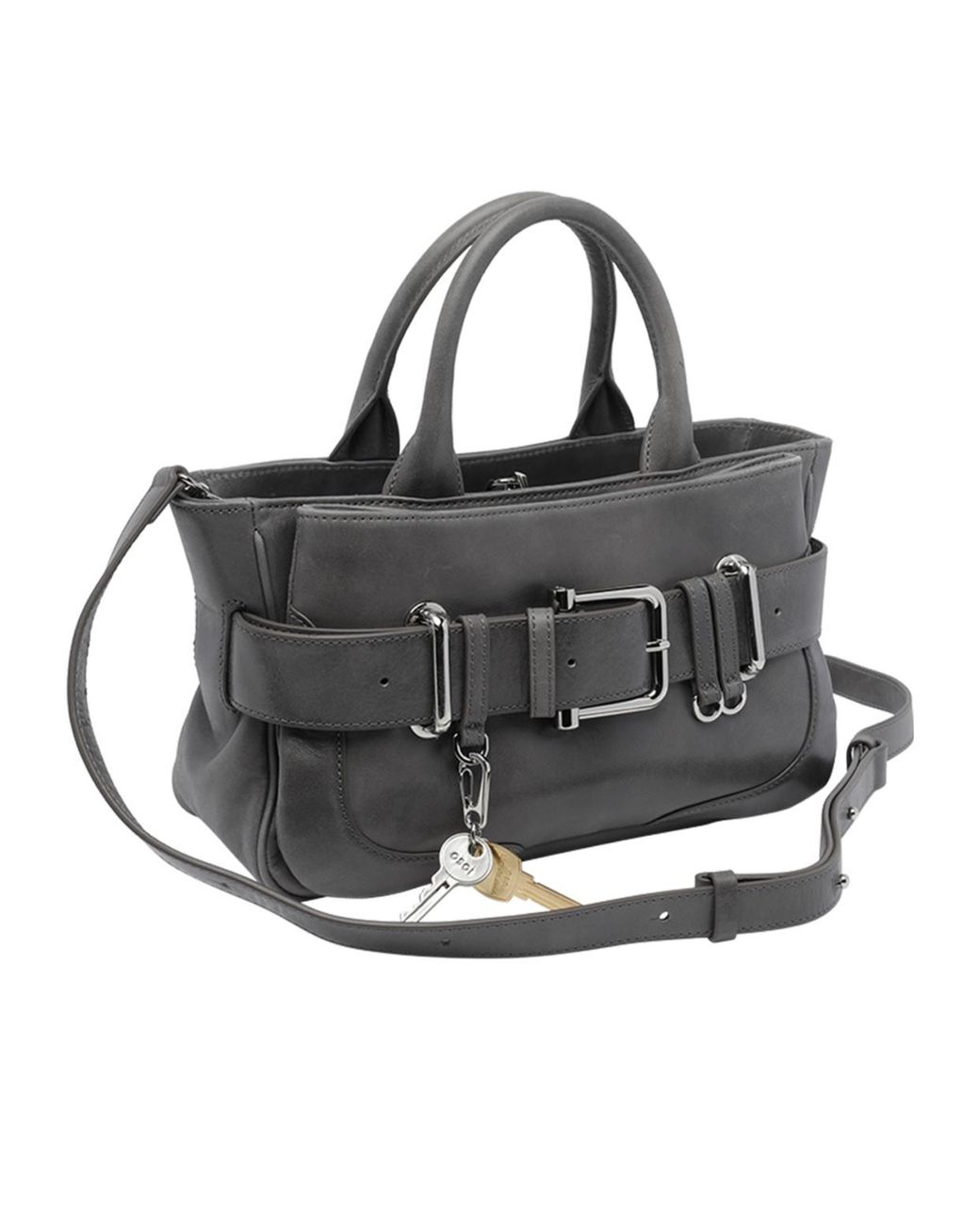OSOI Black Brocle Mini Belted Tote Bag