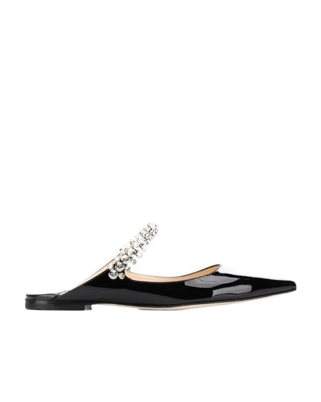Jimmy Choo White Bing Crystal-Embellished Pointed Flats
