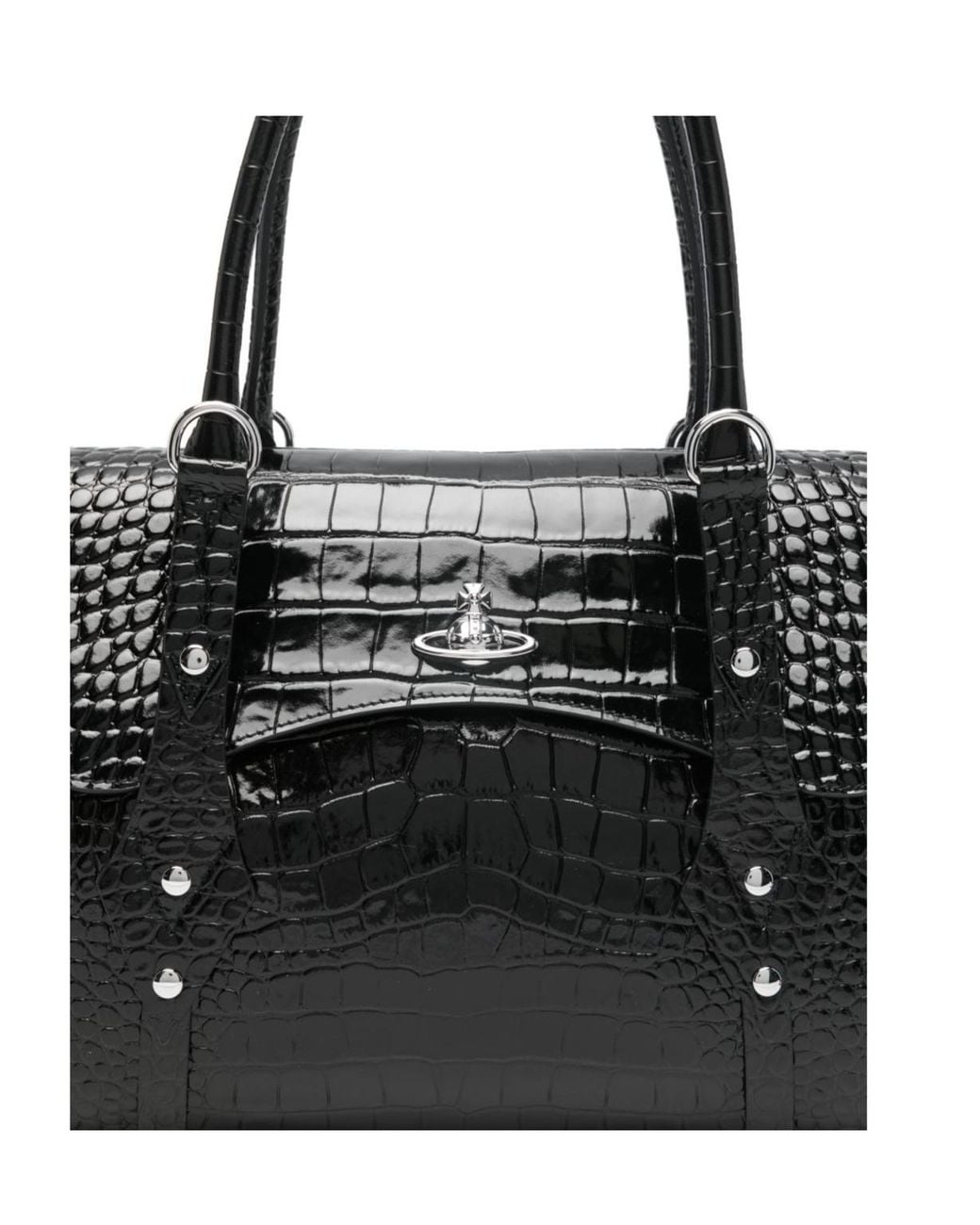 Vivienne Westwood Black Textured Flap Shoulder Bag