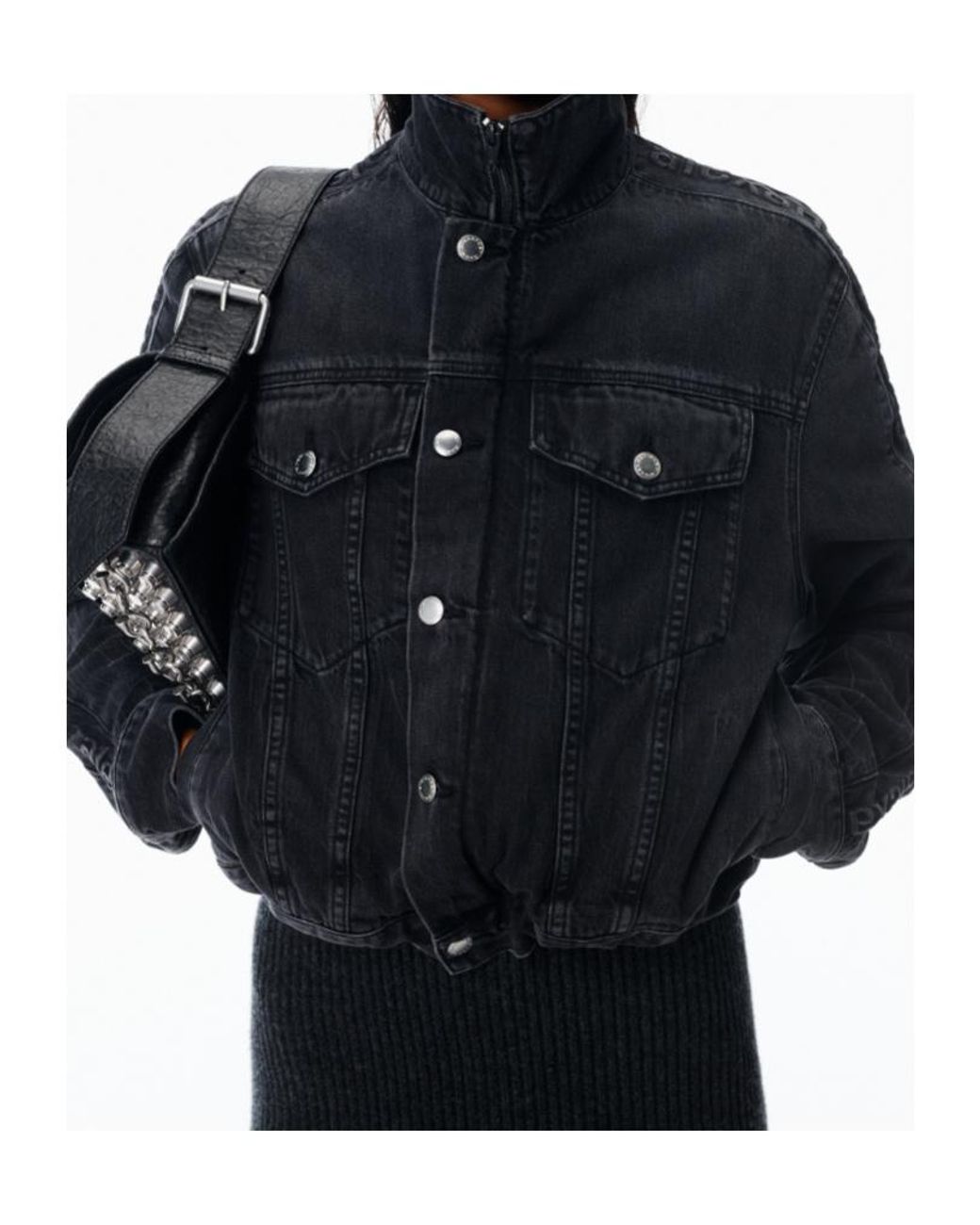 Alexander Wang Black Zip-Up Denim Jacket