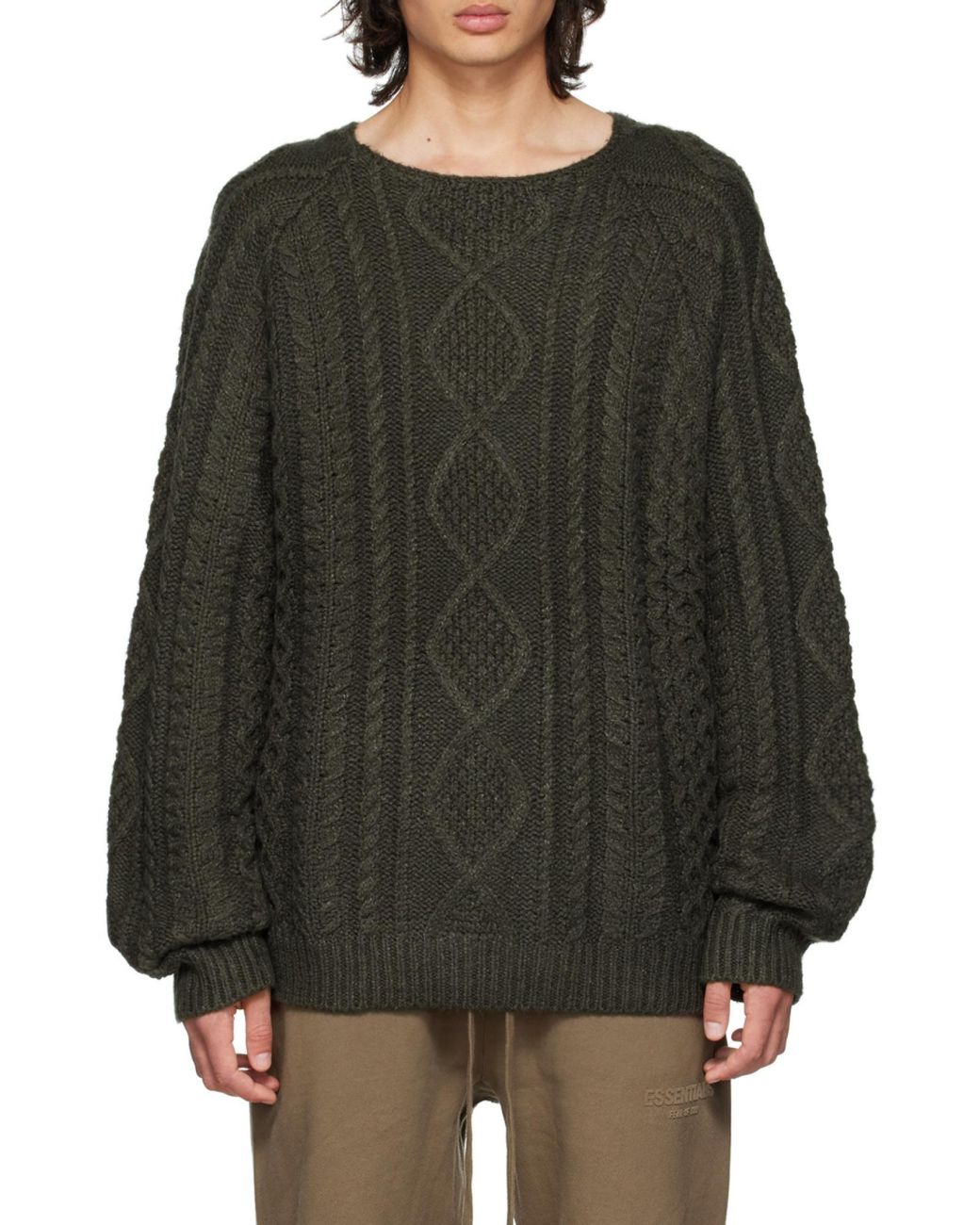 Fear Of God Black Cable-Knit Crew-Neck Jumper for men