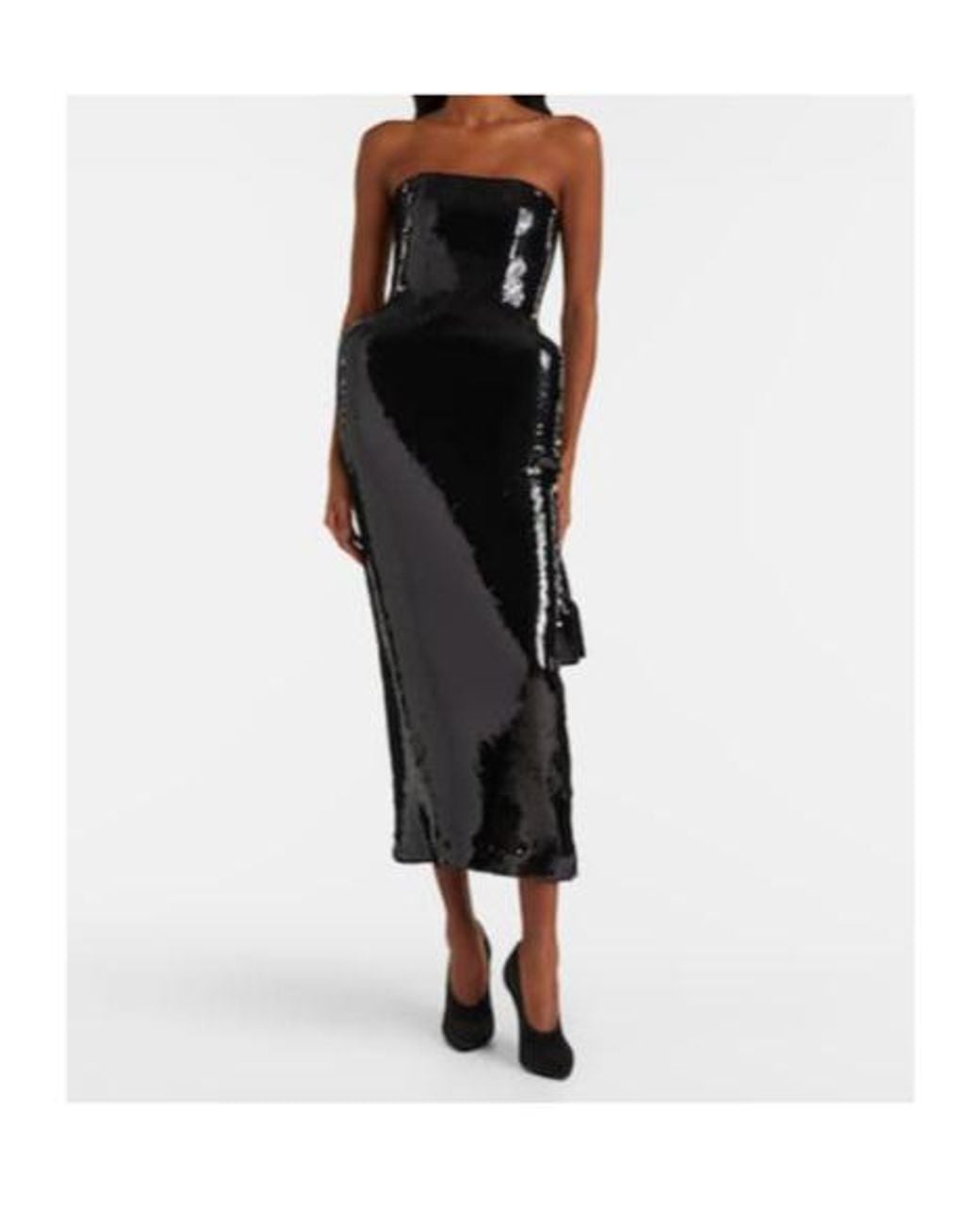 David Koma Black Sequined Bustier Dress