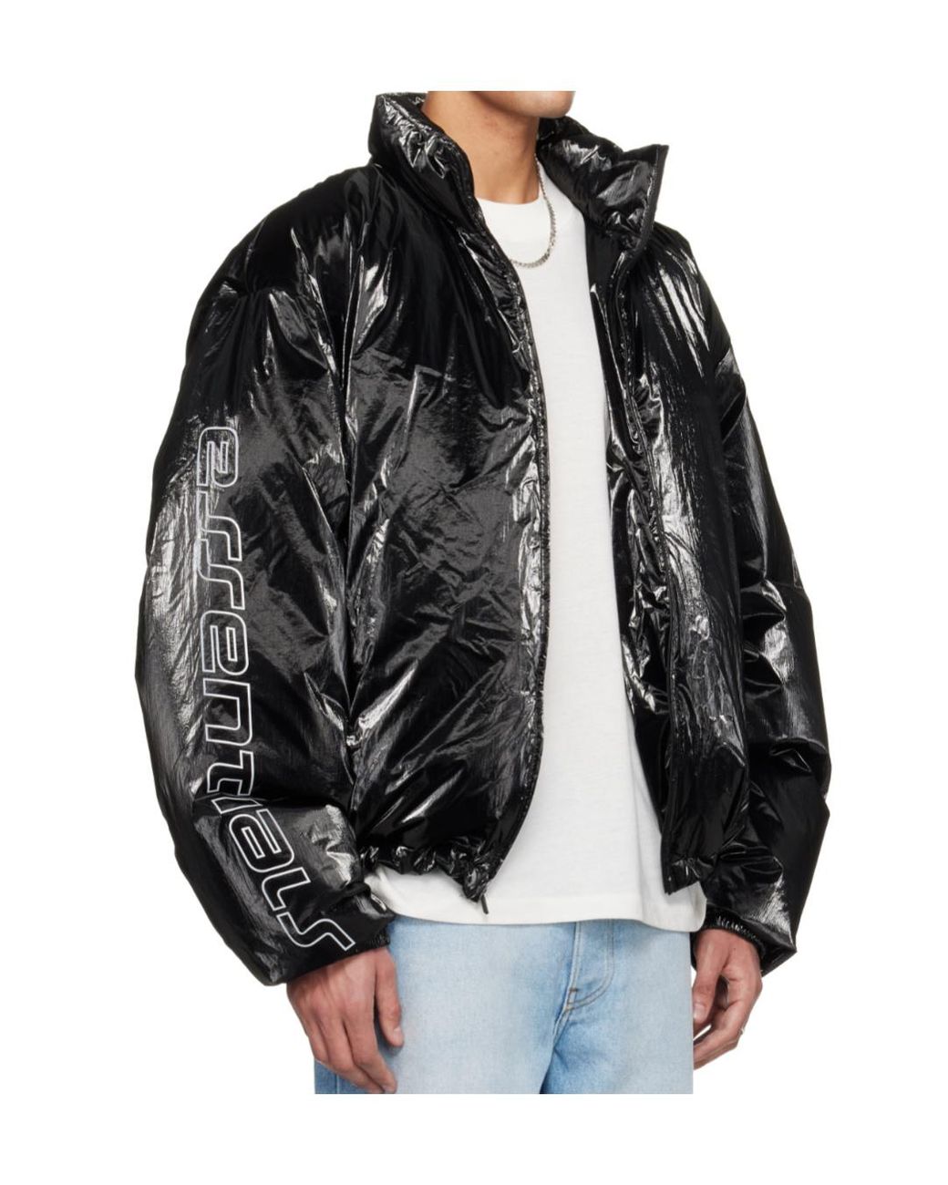 Fear Of God Black Logo Printed Puffer Jacket for men