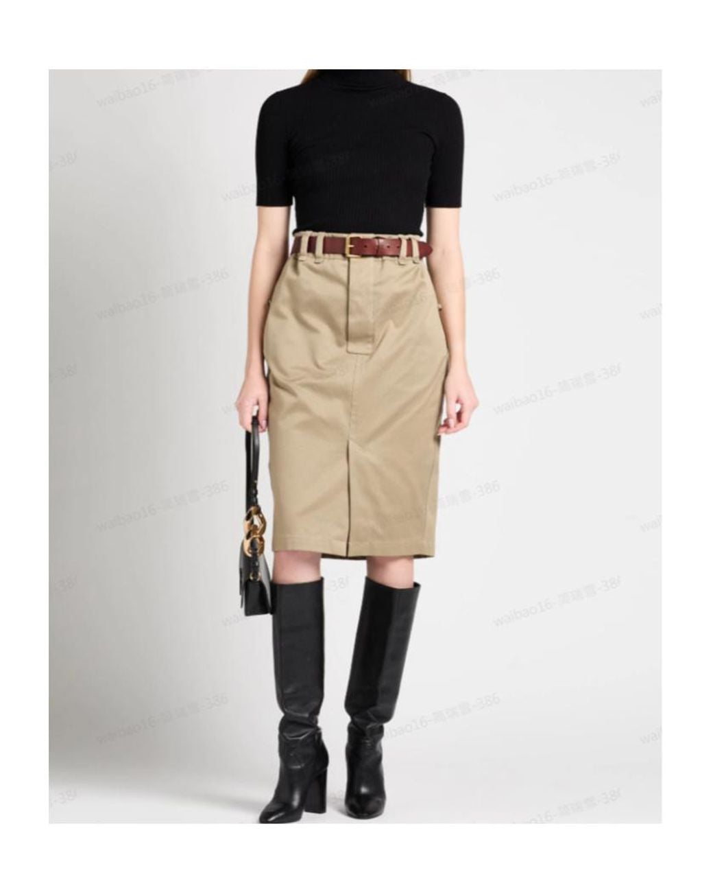 Saint Laurent Natural Solid Color Umbrella Skirt