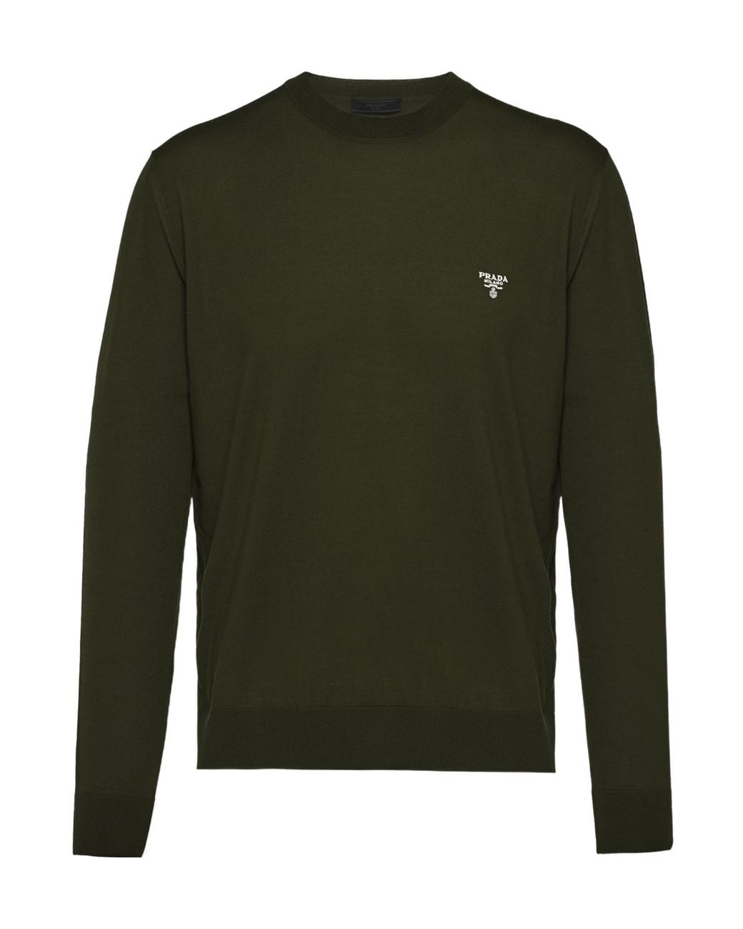 Prada Green Superfine Wool Crew-Neck Sweater for men