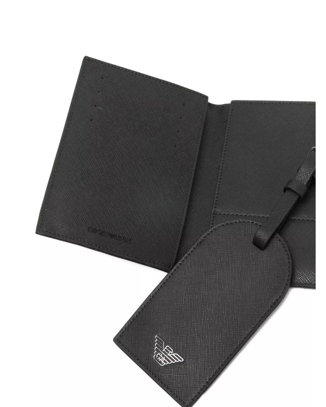 Emporio Armani Black Logo Travel Passport Holder for men