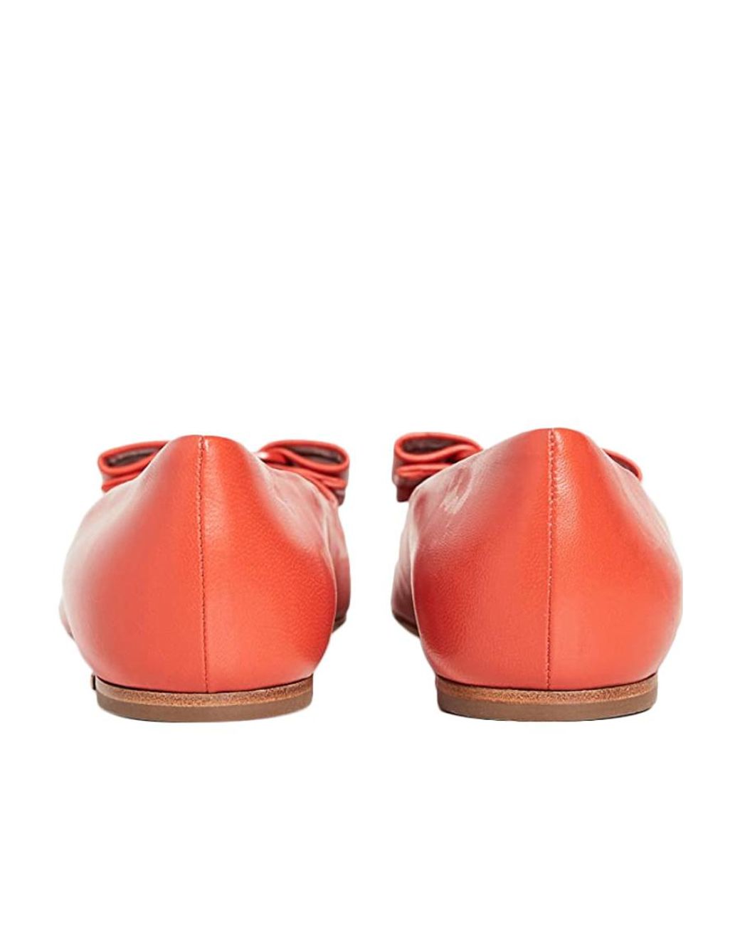 Ferragamo Red Bow Round Head Ballet Shoes