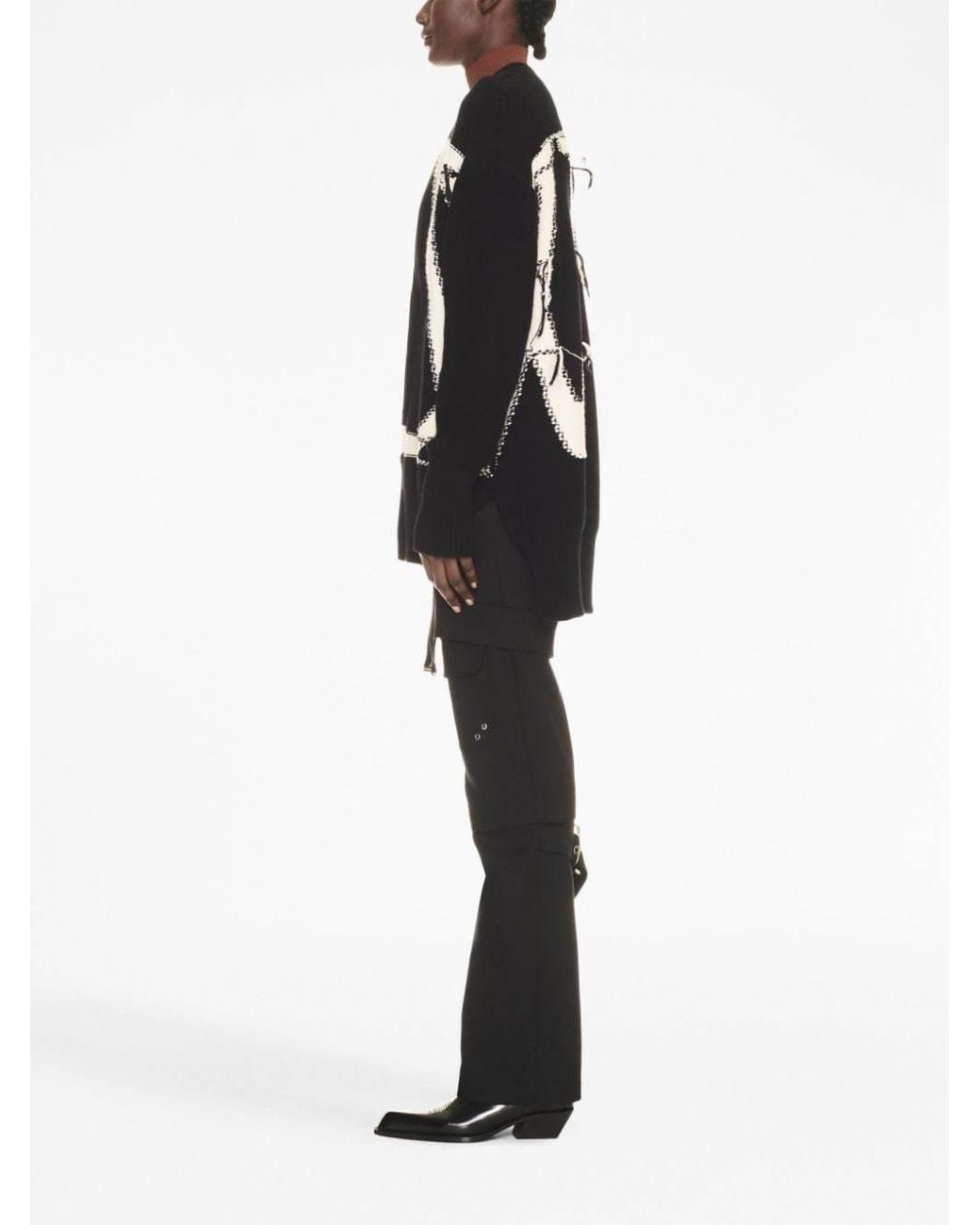 Off-White c/o Virgil Abloh Black Logo-Intarsia Wool Cardigan
