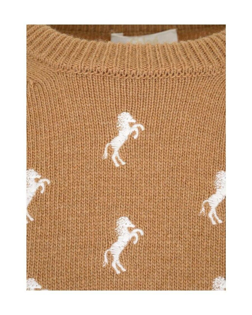 Chloé Natural Pony Embroidered Sweater