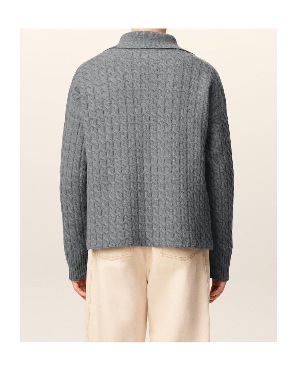 AMI Gray Cable Knitted Polo for men