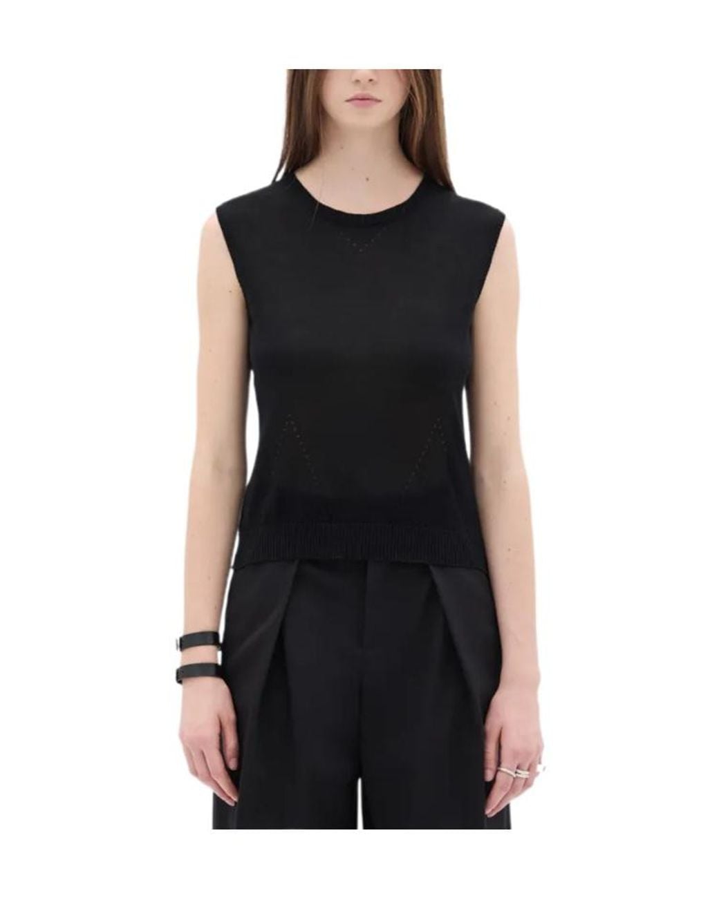 Ann Demeulemeester Black Round-Neck Knit Vest