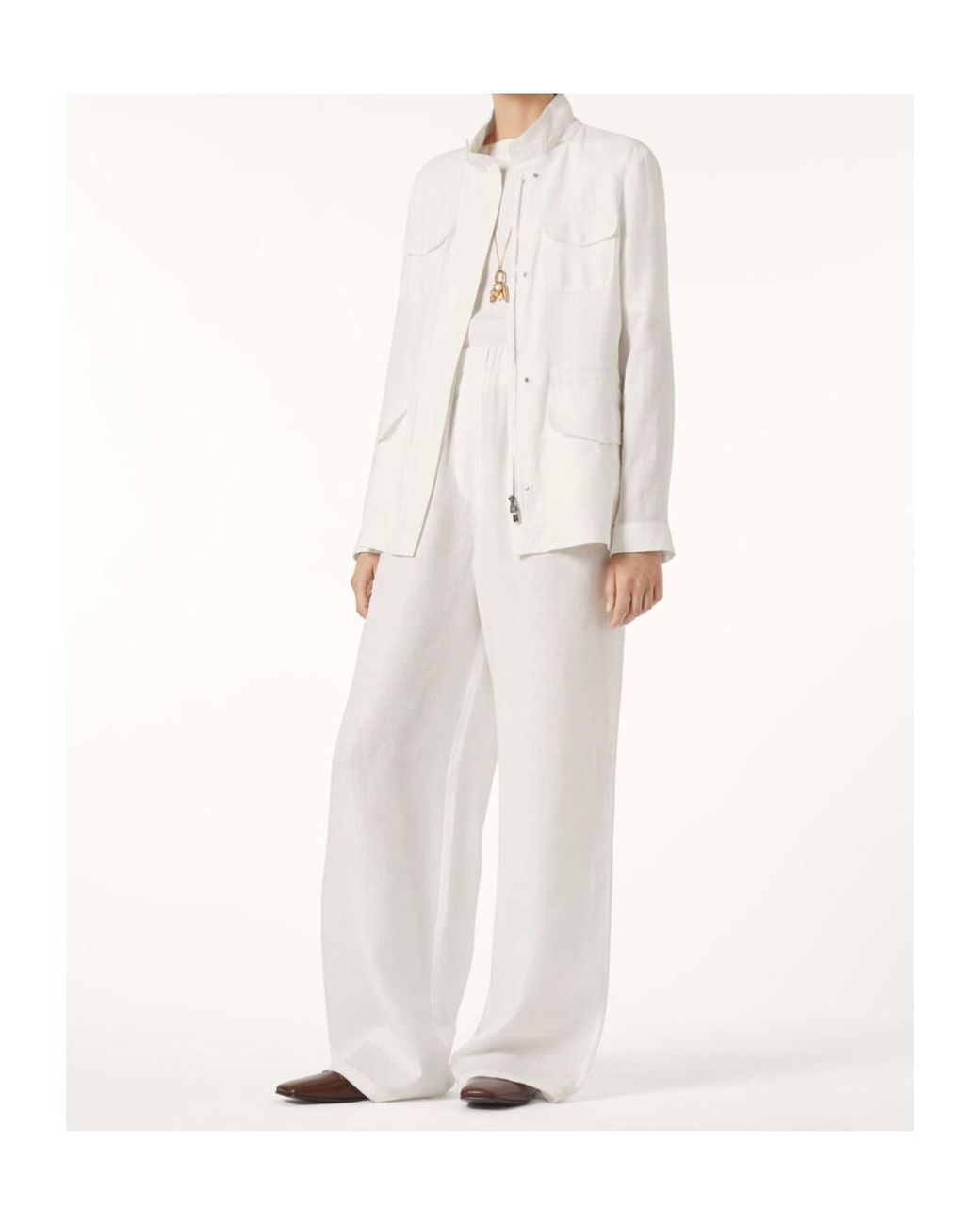 Loro Piana White Collared Drawstring Jacket