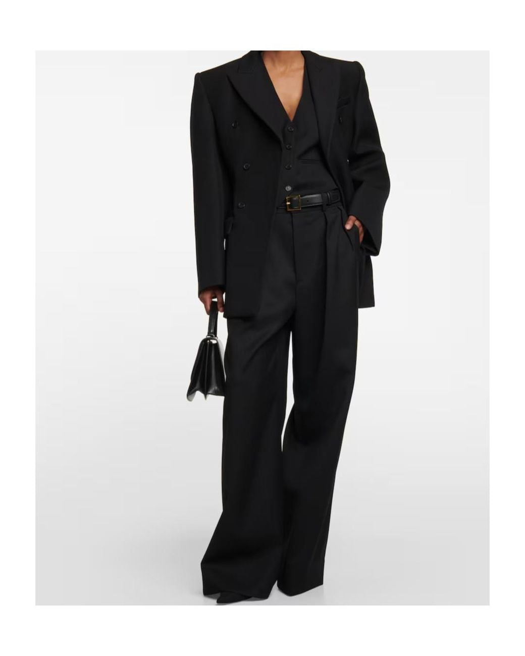 Wardrobe NYC Black Low-Rise Wide-Leg Casual Pants