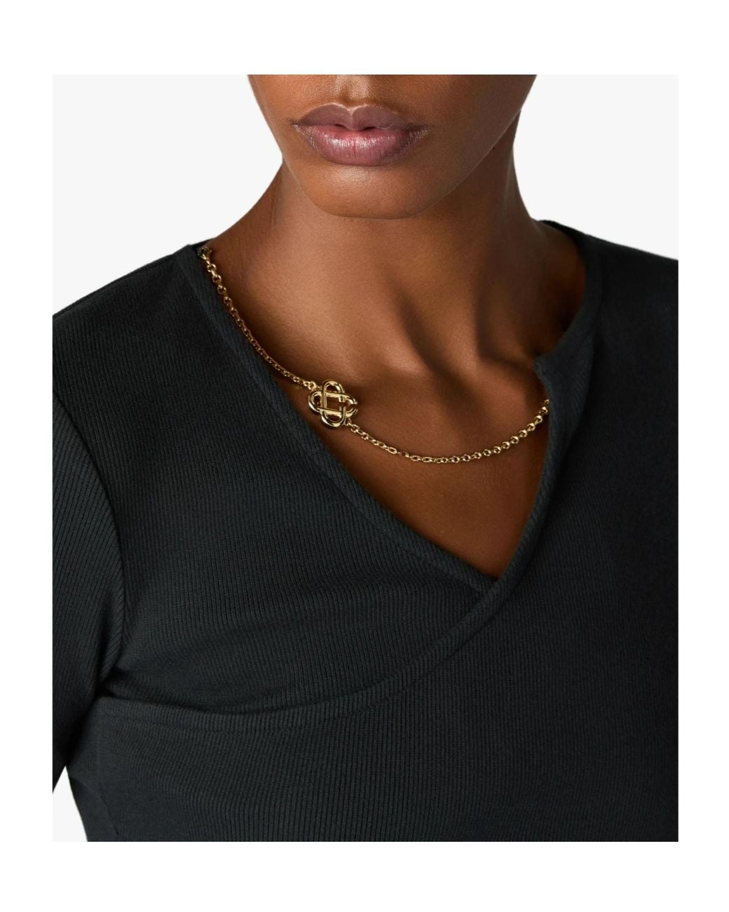 Casablanca Black Ribbed Jewellery Maxi Dress