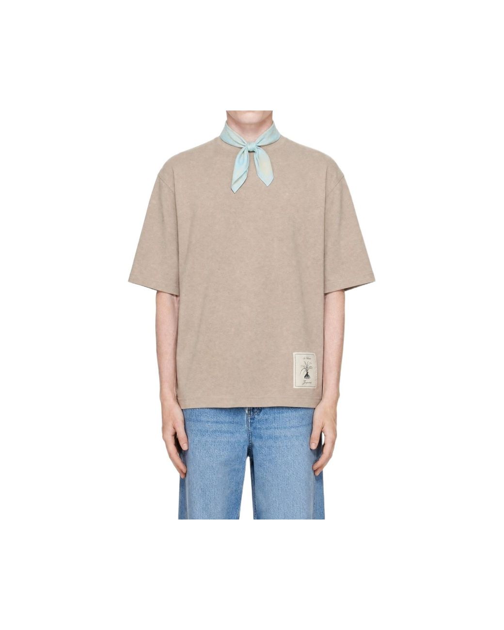 Jacquemus Blue Logo Patch Crewneck T-Shirt for men