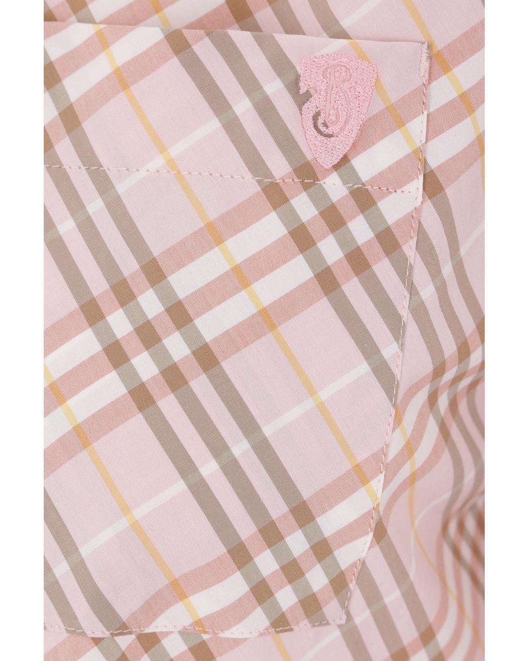 Burberry Pink Logo Embroidered Checkered Shirt
