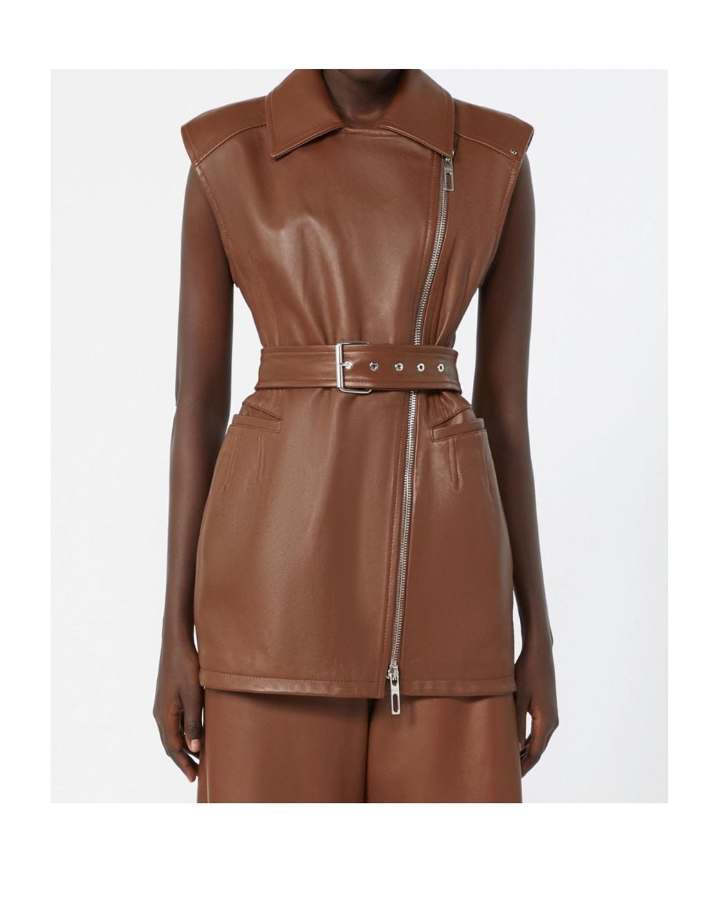 Sportmax Brown Favella Belted Gilet