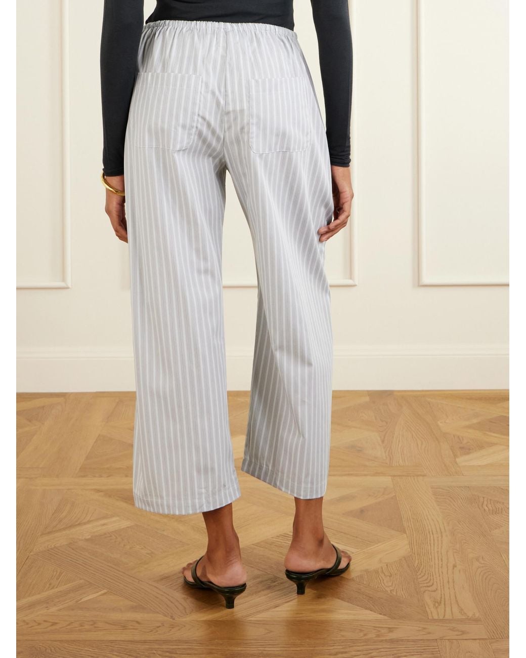 Leset White Cotton-Blend Wide-Leg Pants